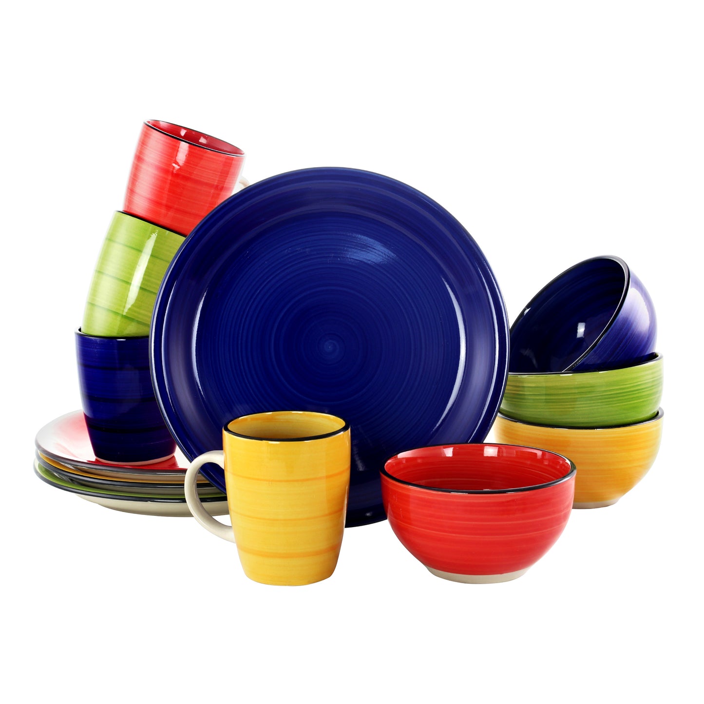 Gibson Home Color Vibes 12 pc Handpainted Stoneware Dinnerware Set