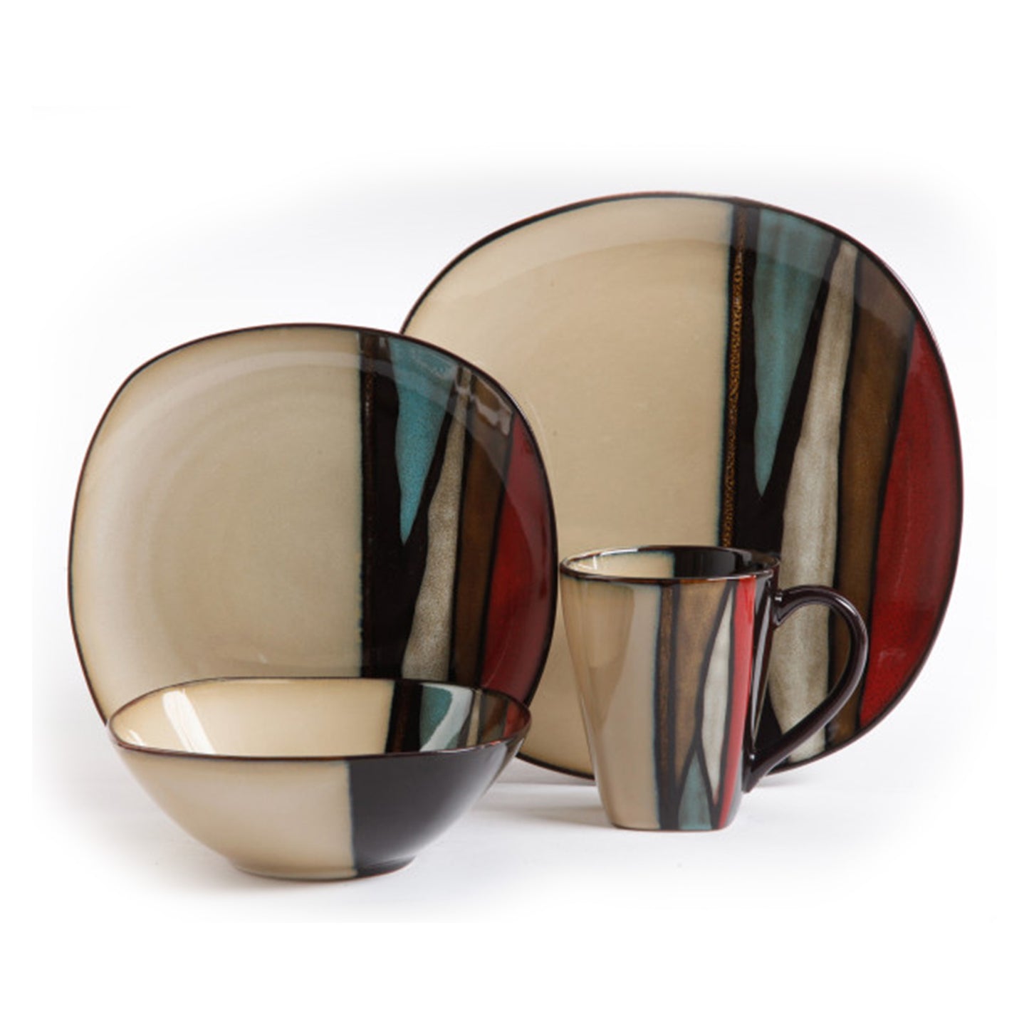 Gibson Elite Althea 16-Piece Stoneware Dinnerware Set Red