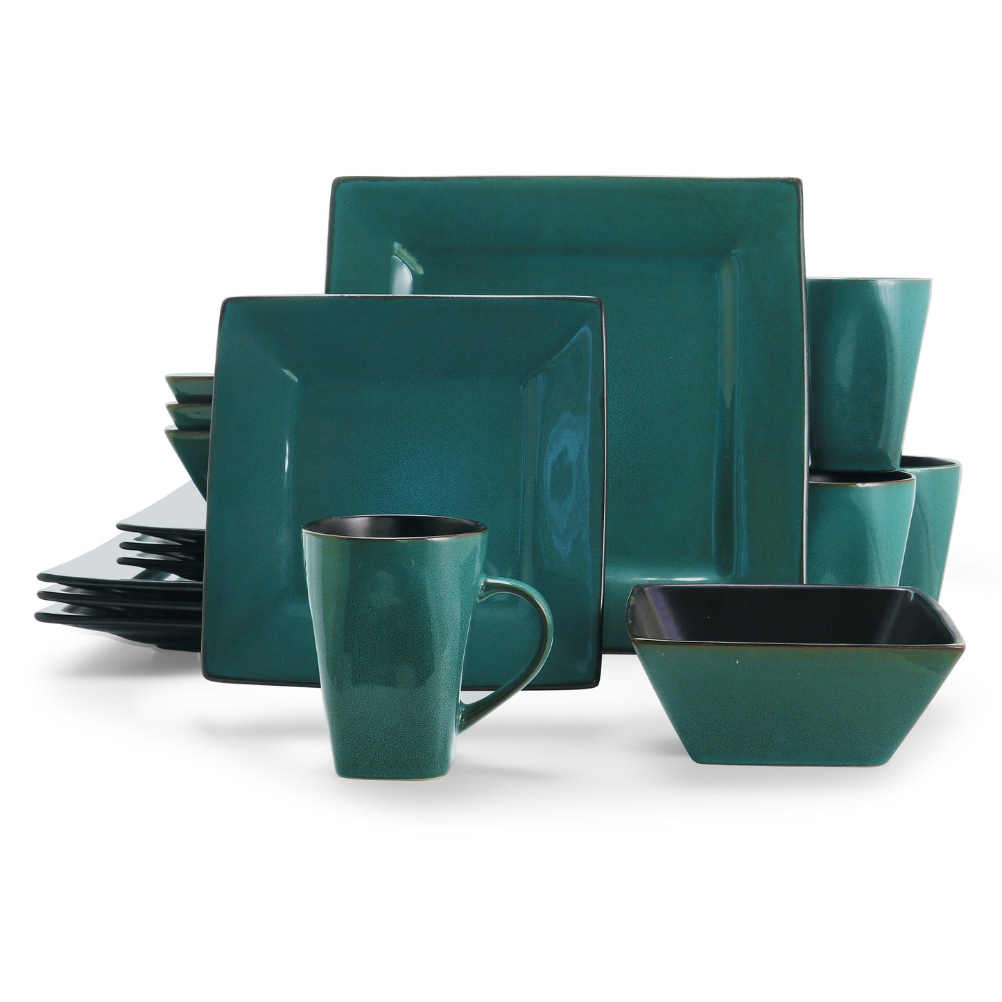 Gibson Elite Kiesling 16 pc Stoneware Dinnerware Set Blue