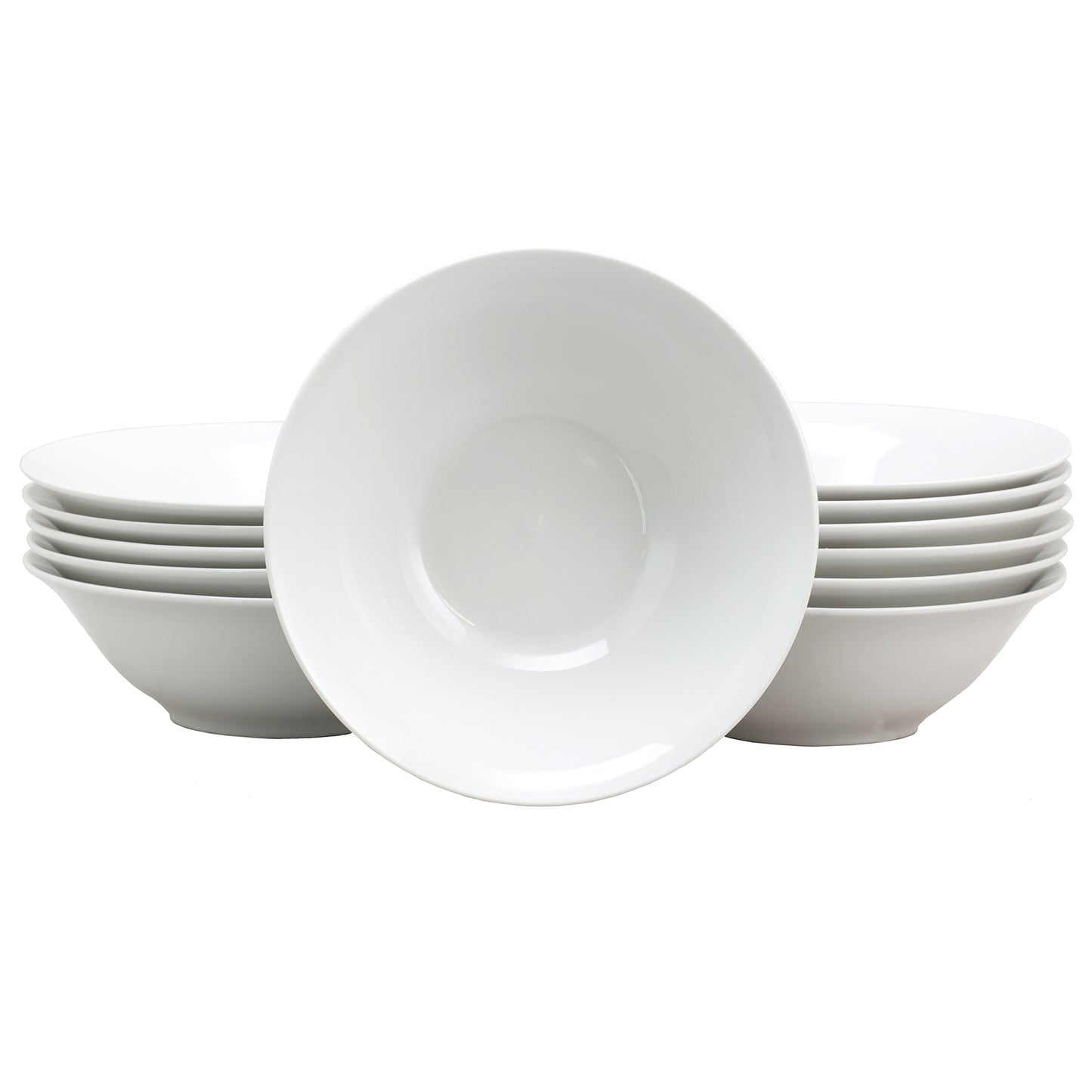 Gibson Home Noble Court 7" Fine Ceramic Bowls in White 12 pc Set