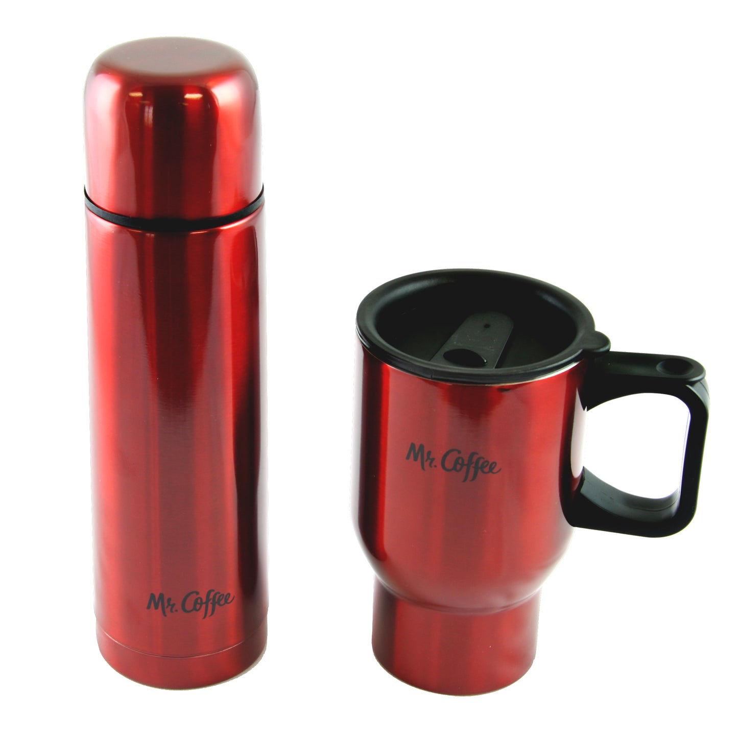 Mr Coffee Javelin 2-Piece Double Wall Thermos & Travel Mug Gift Set in Red