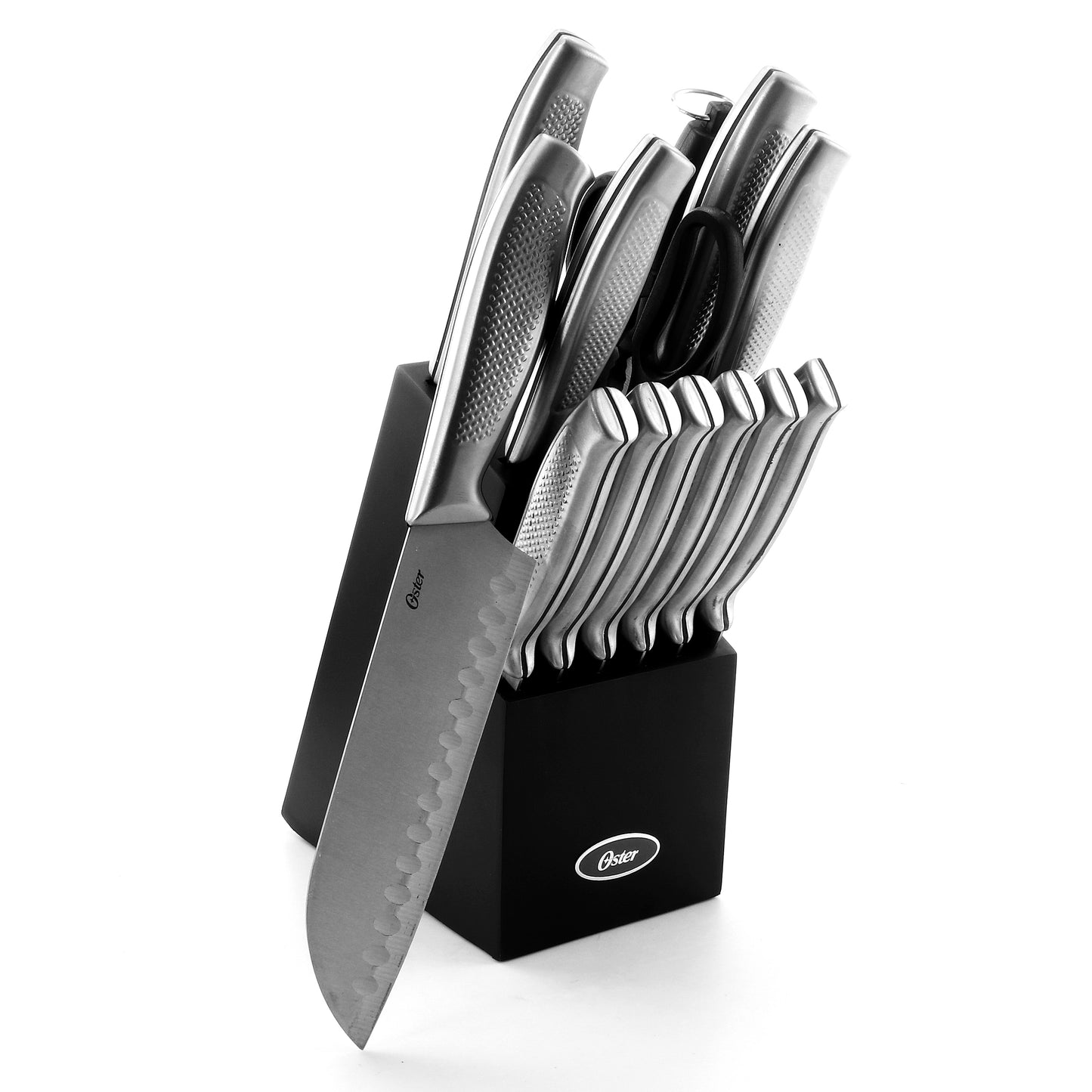 Oster Edgefield 14 Piece Stainless Steel Cutlery Knife Set w Black Knife Block