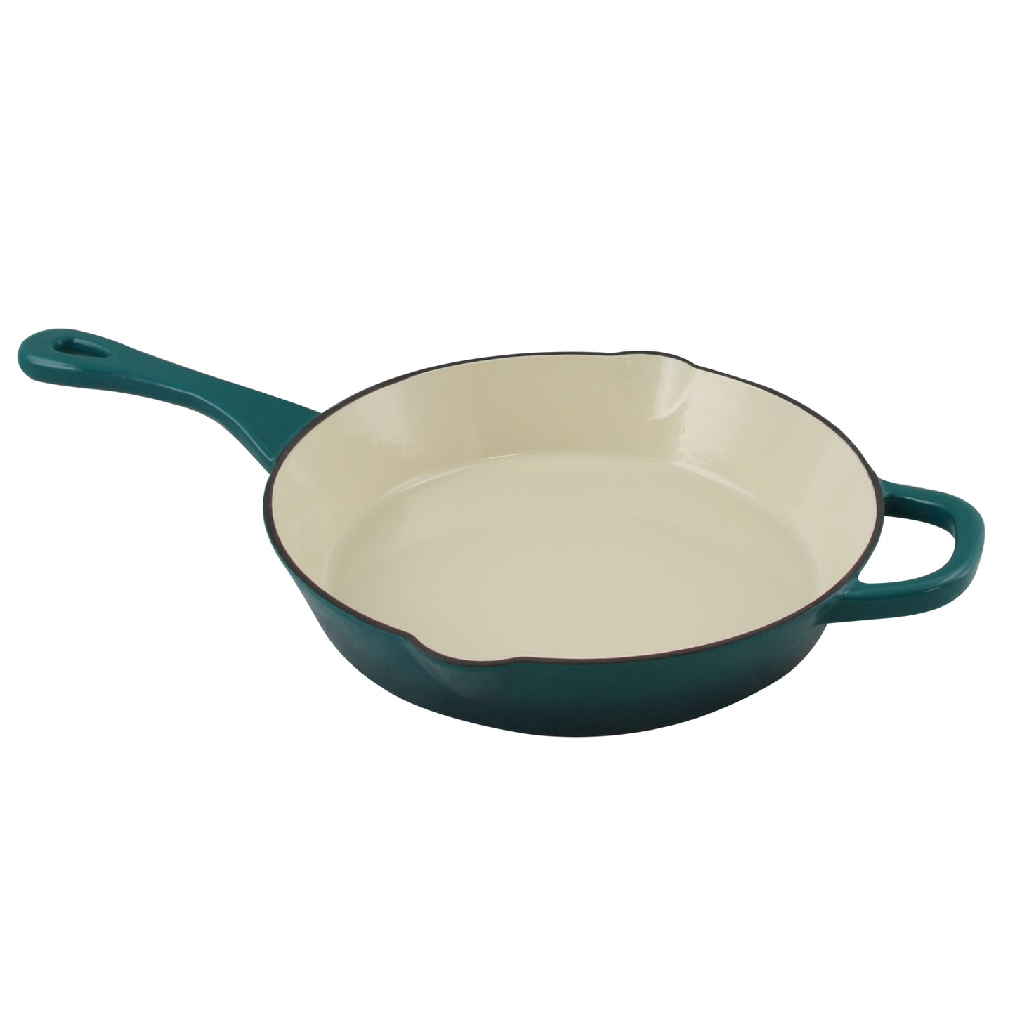 Crock Pot Artisan 10" Round Enameled Cast Iron Skillet in Teal Ombre