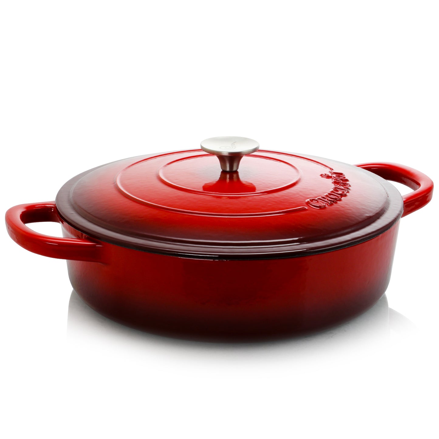 Crock Pot Artisan Enameled Cast Iron 5 Quart Round Braiser Pan w Self Basting Li