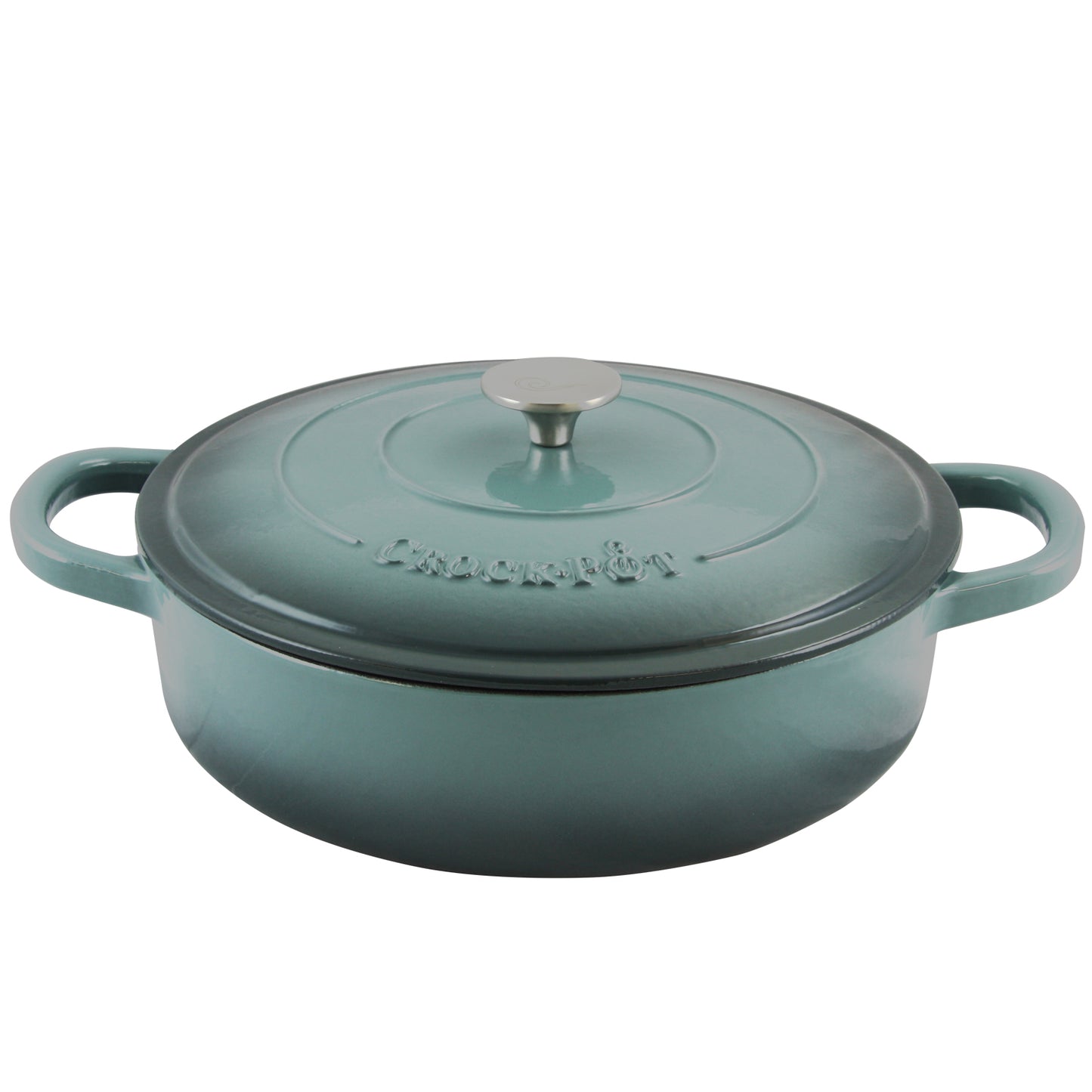 Crock-Pot 5 Qt Slate Gray Enameled Non-Stick Cast Iron Braiser Pan Self Basting