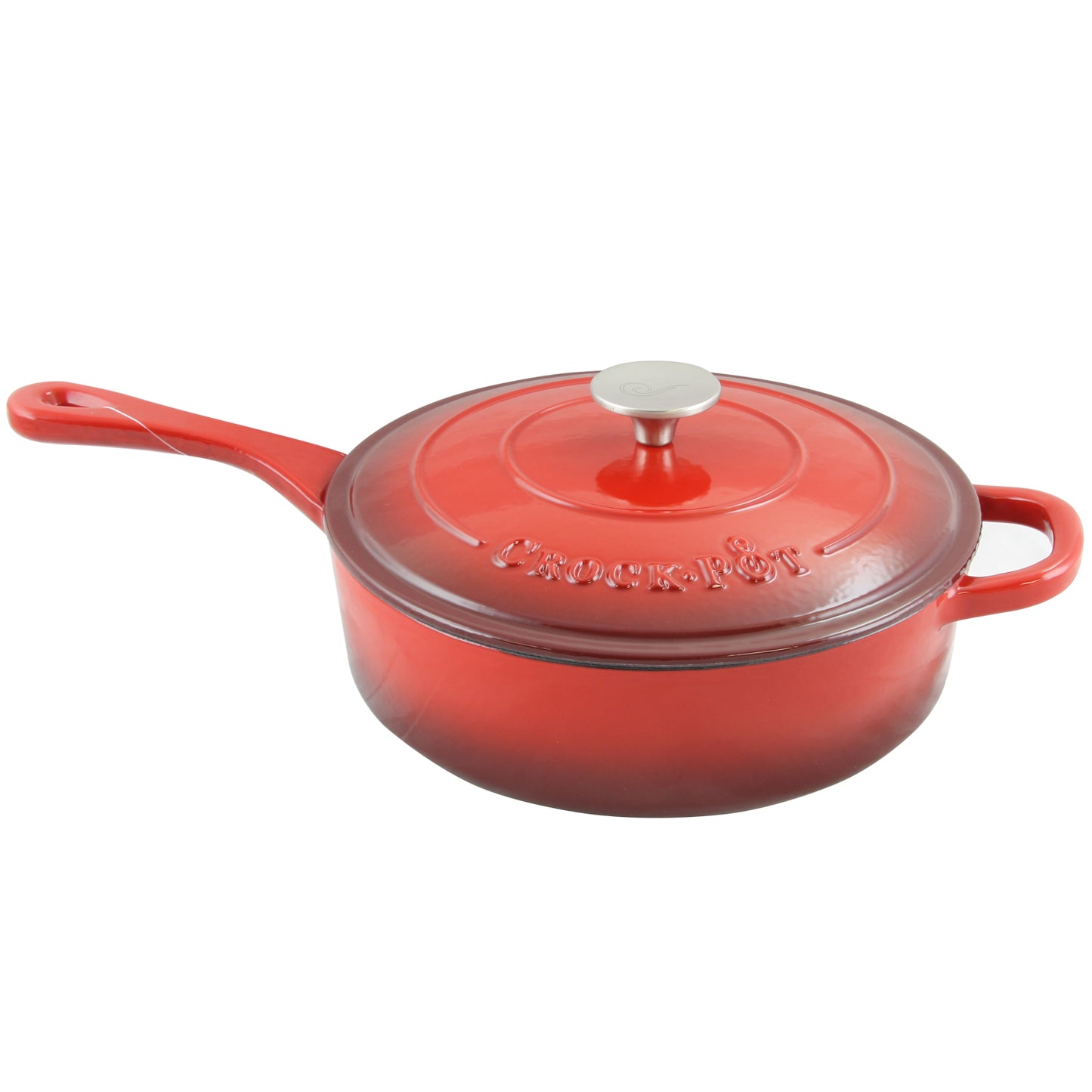 Crock Pot Artisan 3.5 Qt Scarlet Red Enameled Cast Iron Deep Sauté Pan with Lid