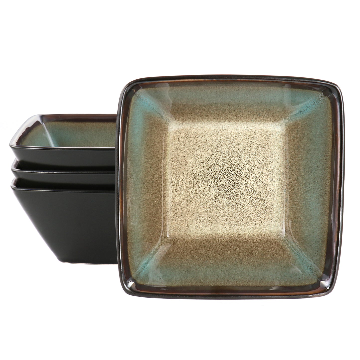 Hometrends Tequesta 4 Piece 6" Square Stoneware Bowl Set in Taupe