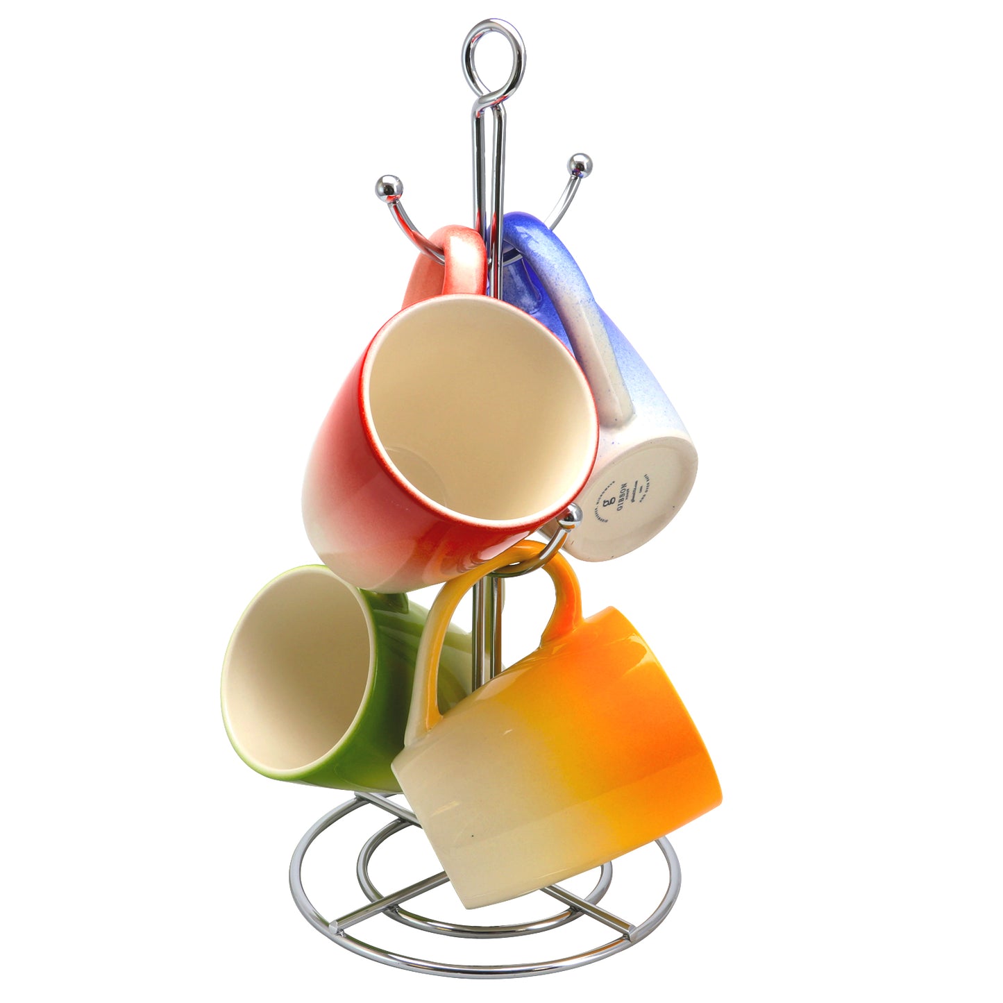 Gibson Home Color Gloss 4 Piece 12 oz Mug w Metal Stand