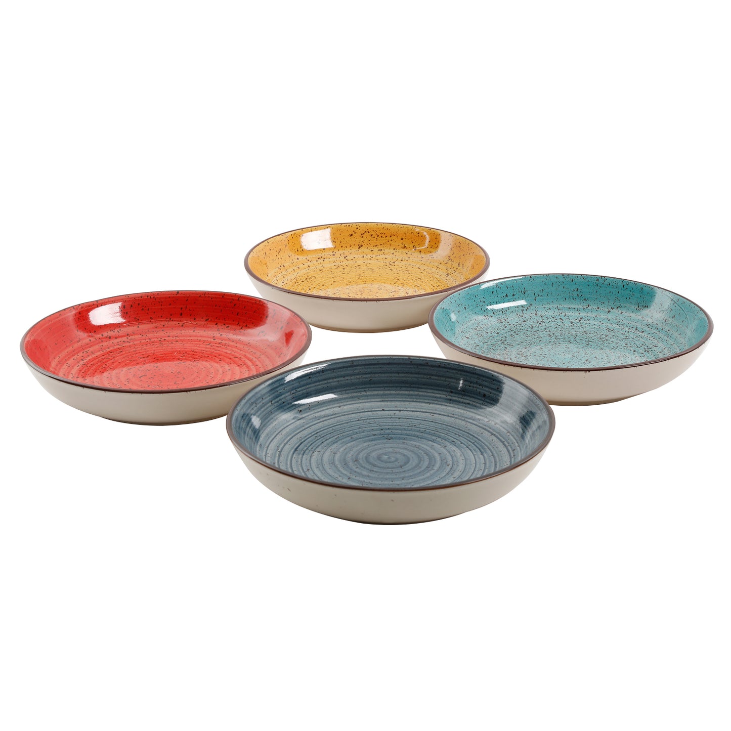 Gibson Home Color Speckle 4 Piece 10.75" Stoneware Pasta Bowl Set