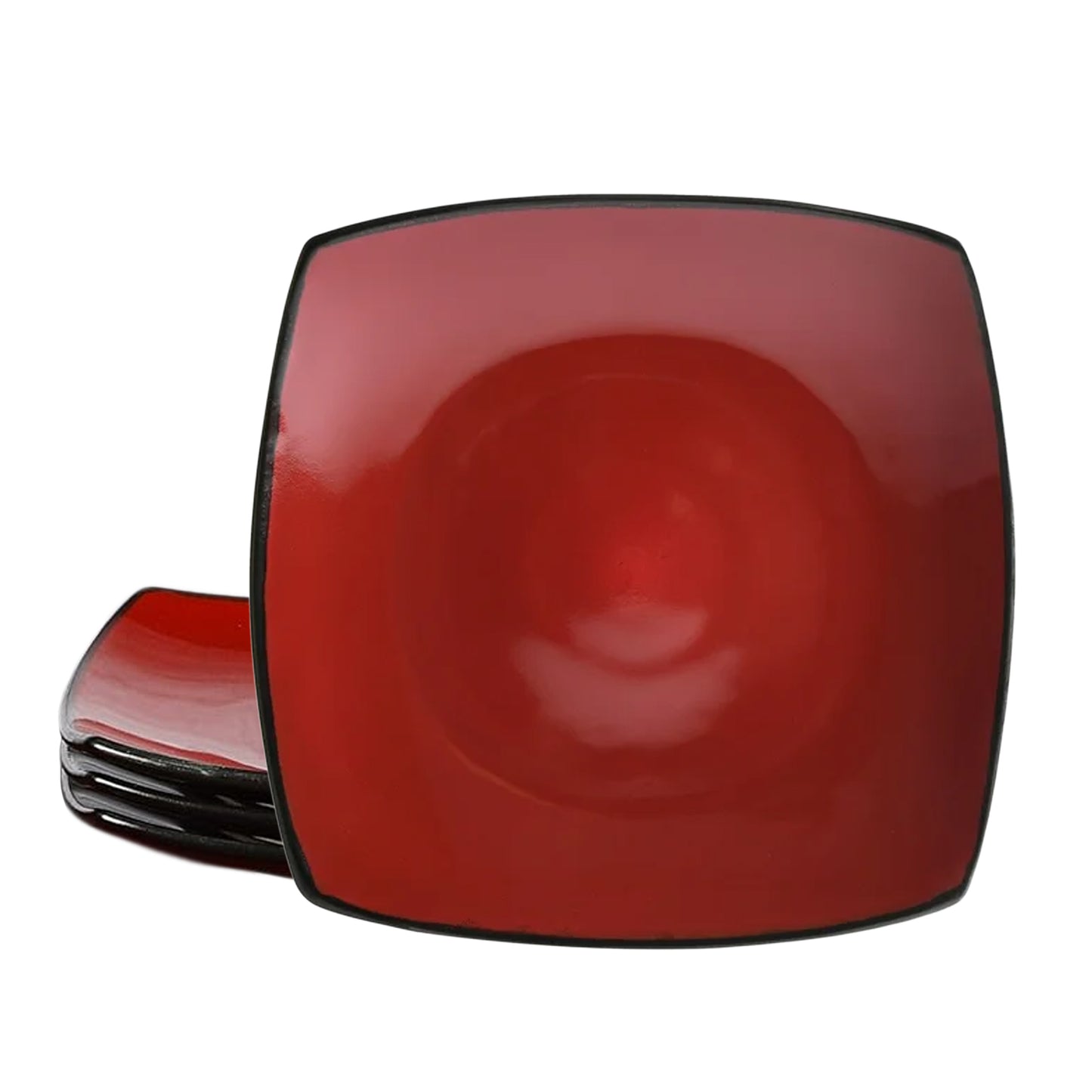 Hometrends Soho Lounge 4 Piece 7.5" Square Stoneware Salad Plate Set Red