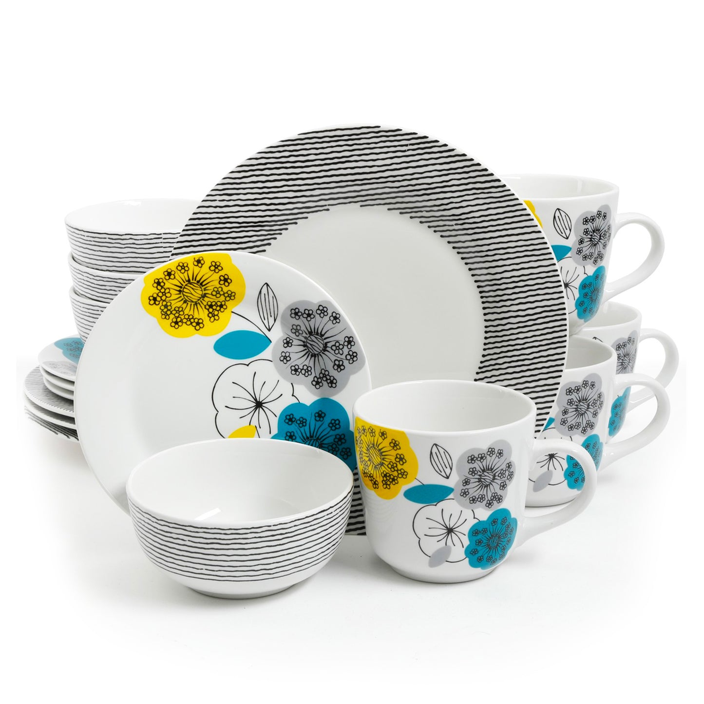 Gibson Home Marigold 16 pc Fine Ceramic Dinnerware Set
