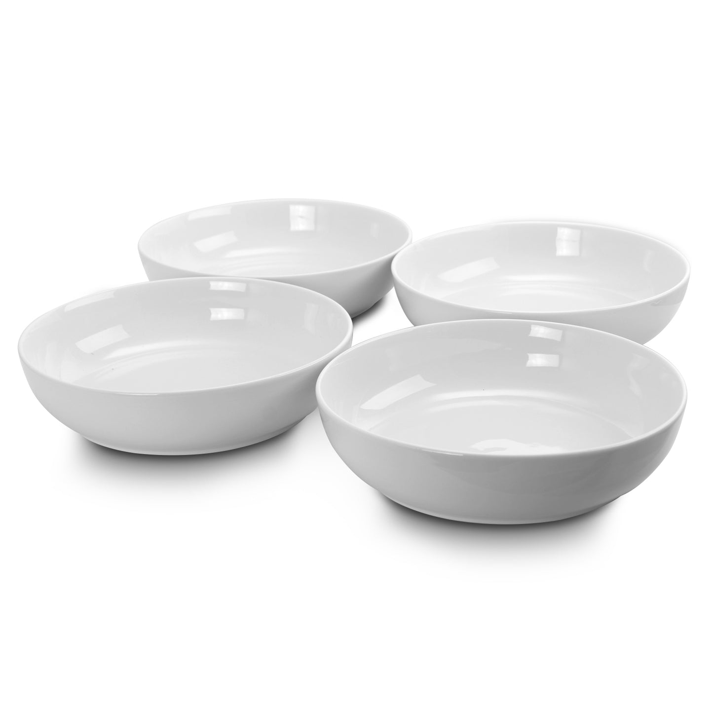 Gibson Home Extra Wide 8.5" Stoneware Dinner & Serving Bowls in White Set of 4