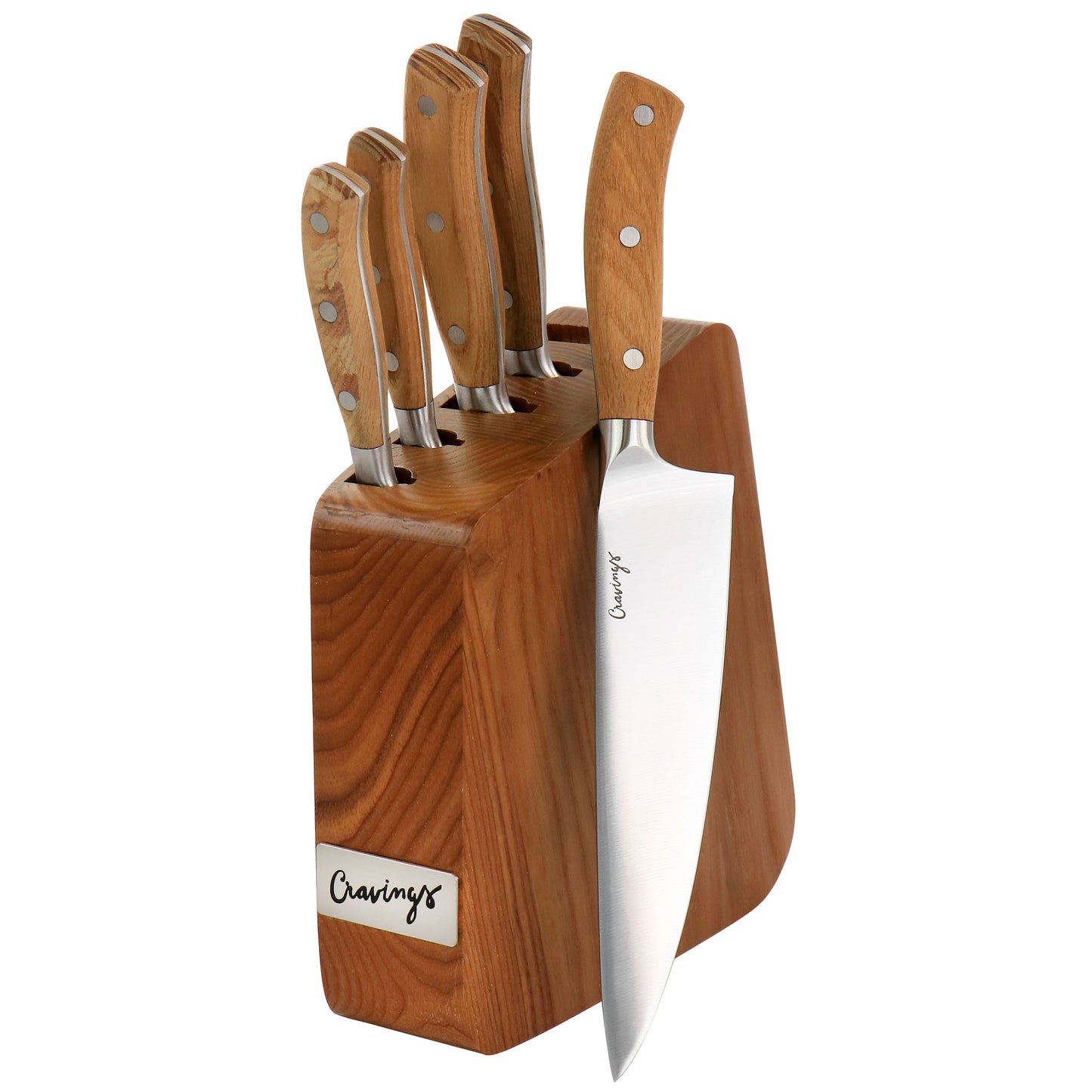 Cravings by Chrissy Teigen 6 Piece Stainless Steel Cutlery & Wood Block Set