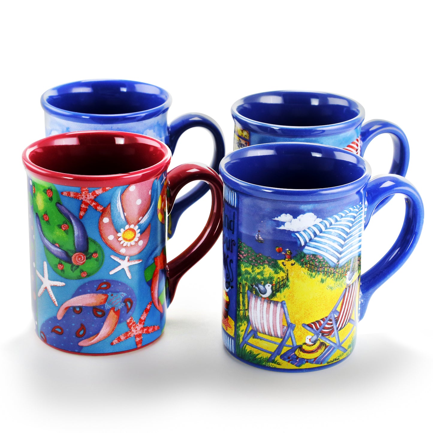 Gibson Home Beachcomber 4 Piece 16 oz Stoneware Mug Set in Assorted Designs