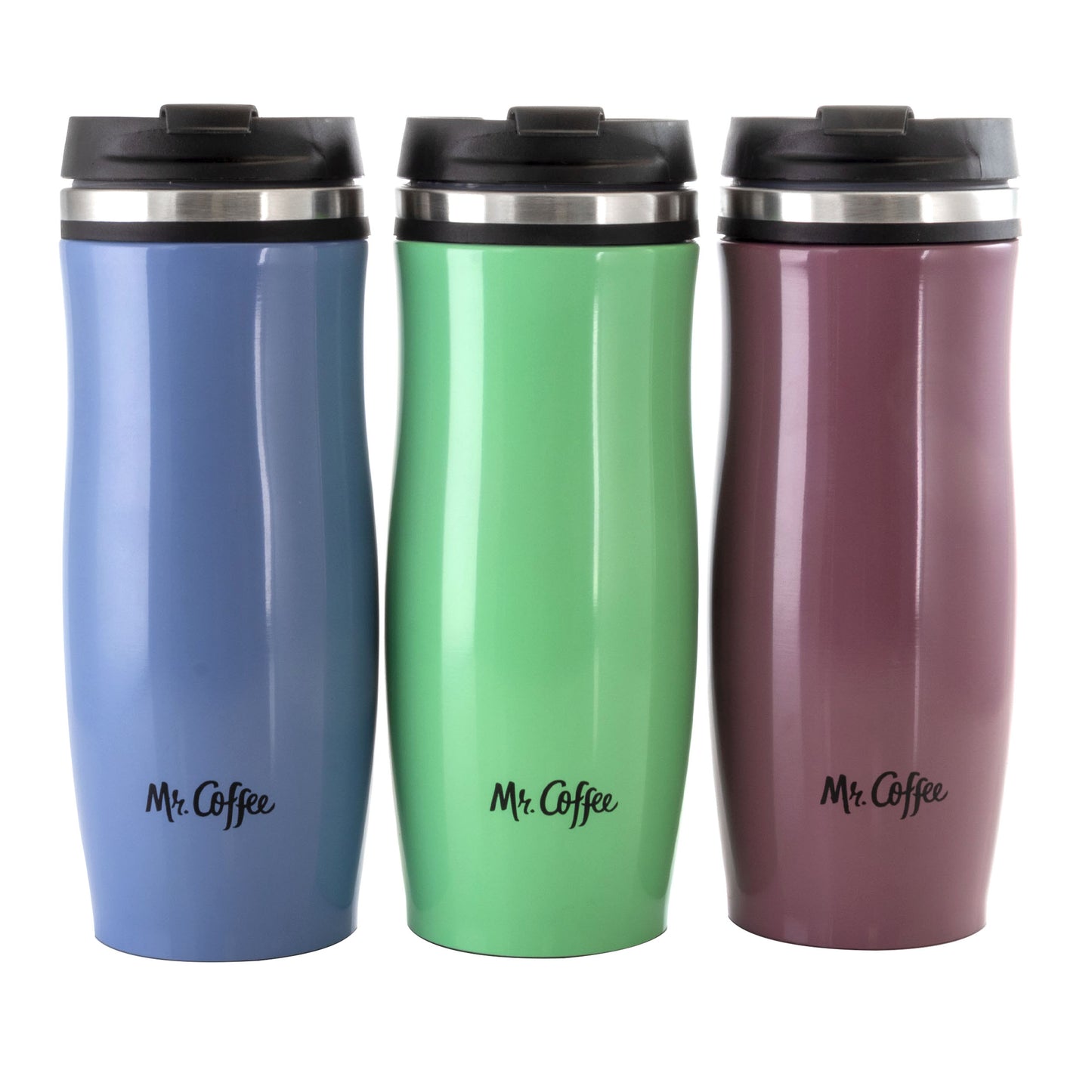 Mr. Coffee 12.5 oz Stainless Steel Insulated Thermal Travel Mug Set of 3