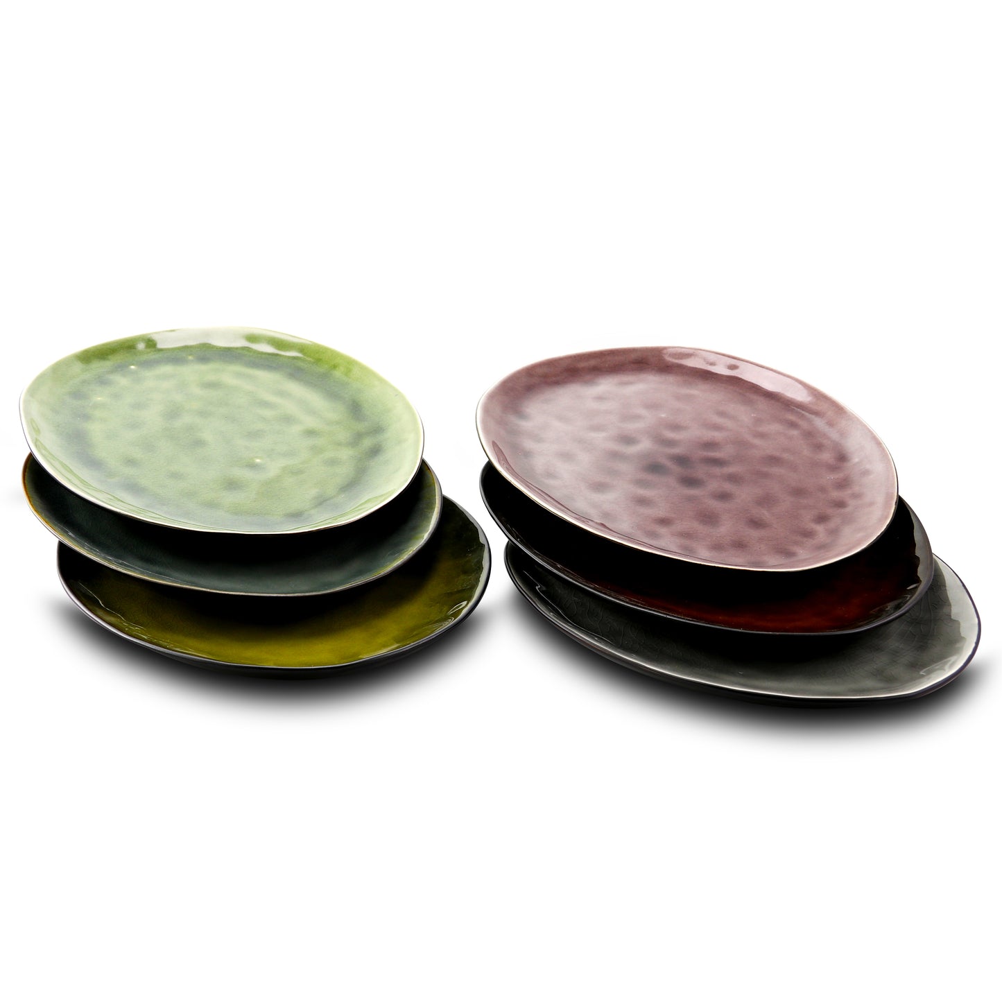 Gibson Leaf Shape 6 pc 10.5" Stoneware Dinner Plates in Assorted Colors