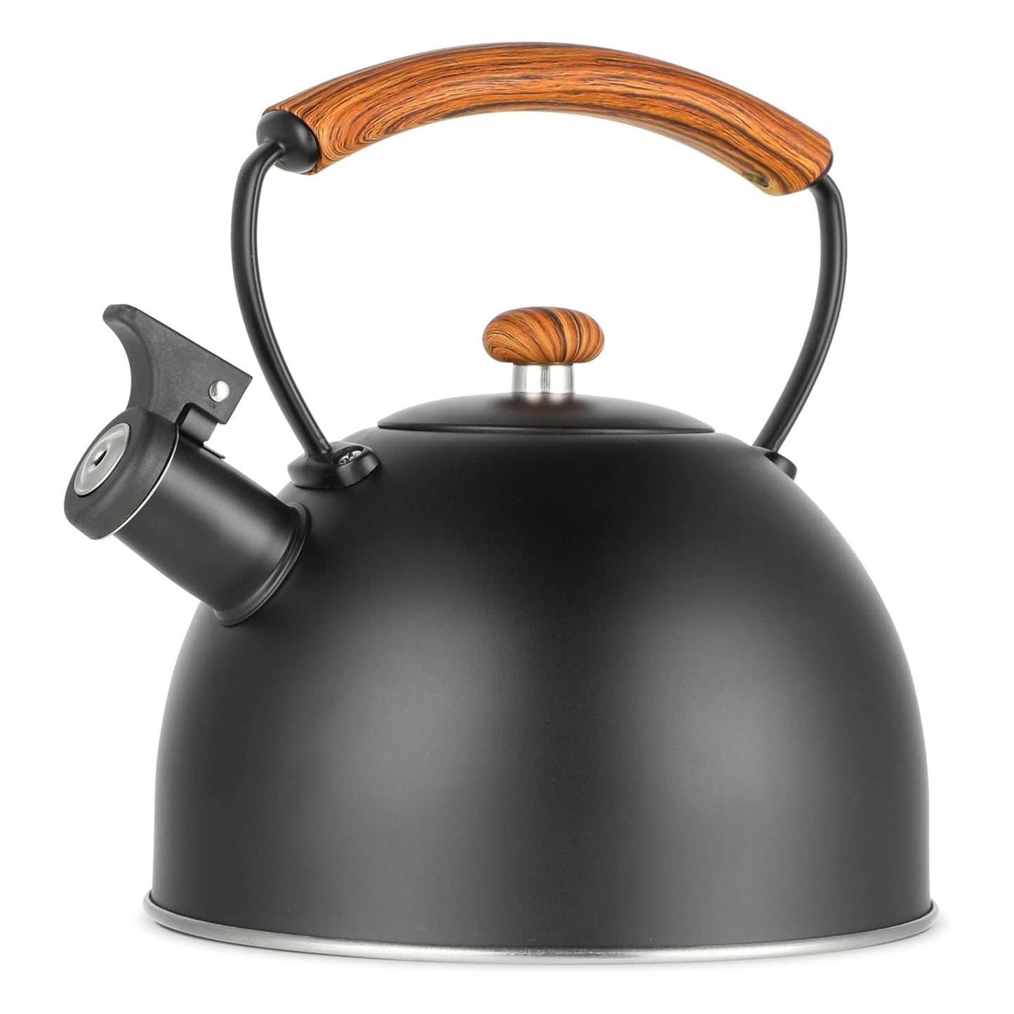 MegaChef 3.2 qt Whistling Tea Kettle w Wood Grain Nylon Cool Touch Handle Matte