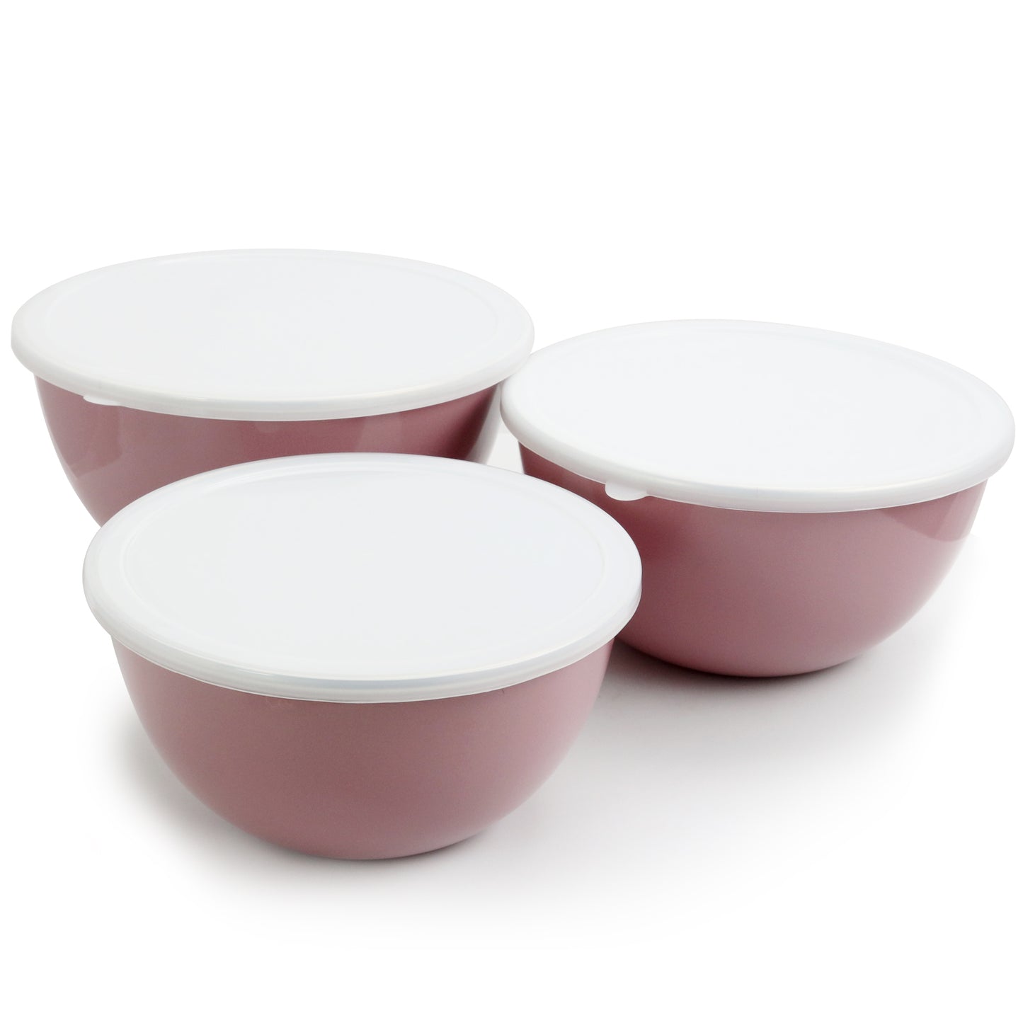 Gibson Home Plaza Cafe 3 Piece Stackable Nesting Mixing Bowl Set w Lids in Lave