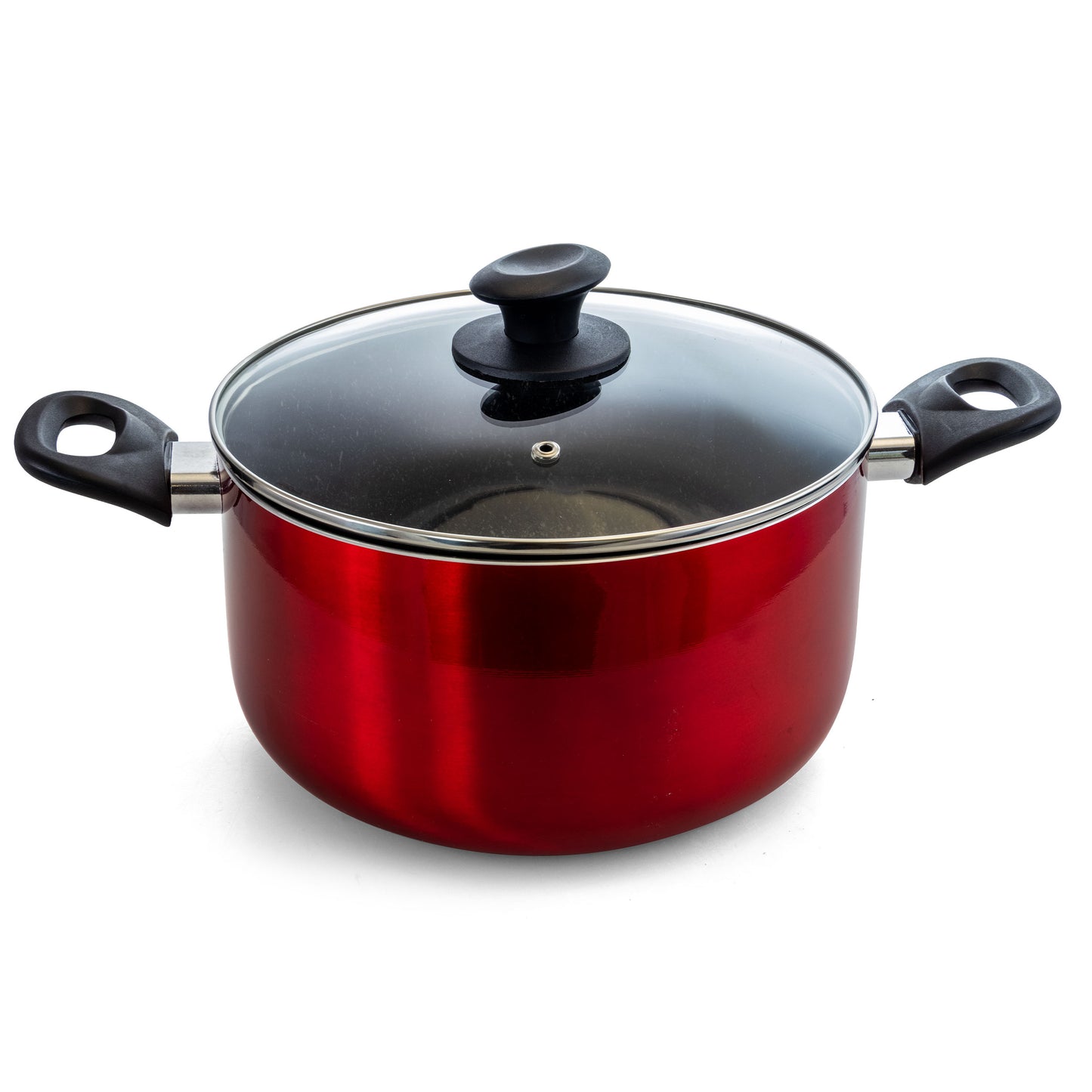 Gibson Oster Merrion 3.2 qt Nonstick Aluminum Dutch Oven w Glass Lid in Red
