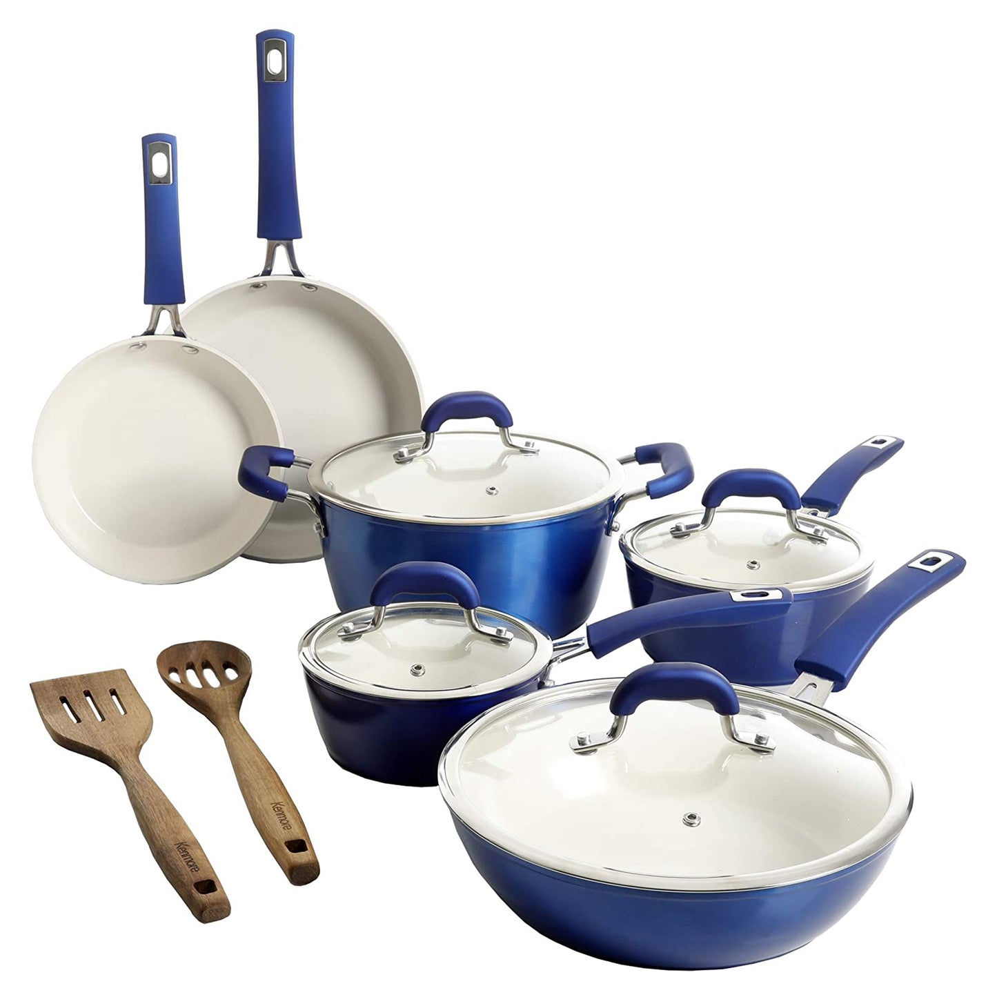 Kenmore Arlington 12 pc Aluminum Ceramic Coated Nonstick Cookware Set in Metalli