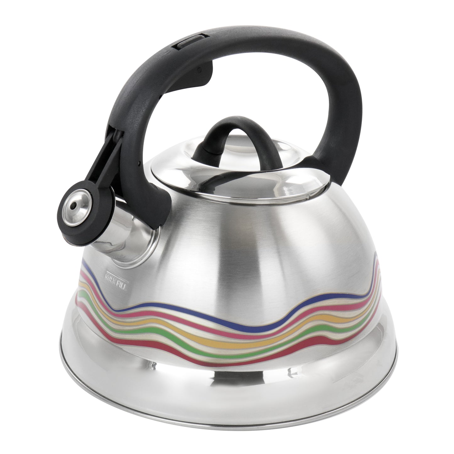 Mr. Coffee Cagliari 1.75 Qt Stainless Steel Whistling Tea Kettle w Color Changi