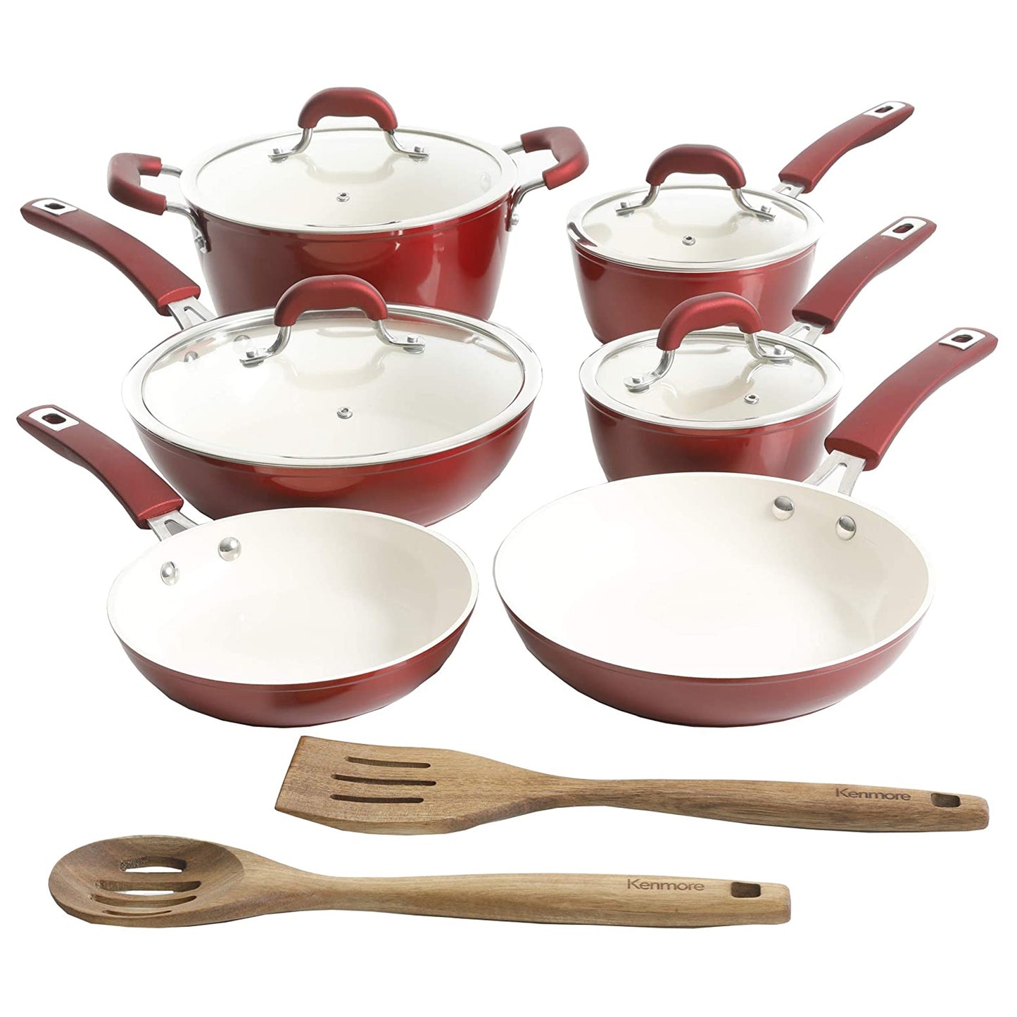 Kenmore Arlington 12 Piece Aluminum Ceramic Coated Nonstick Cookware Set in Met