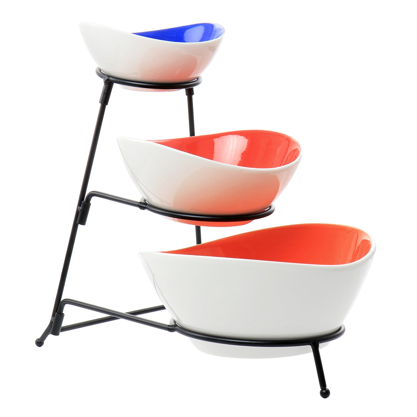 Gibson Home Crenshaw 4 Piece Hand Painted Stoneware 3-Tier Serving Bowl Set w M