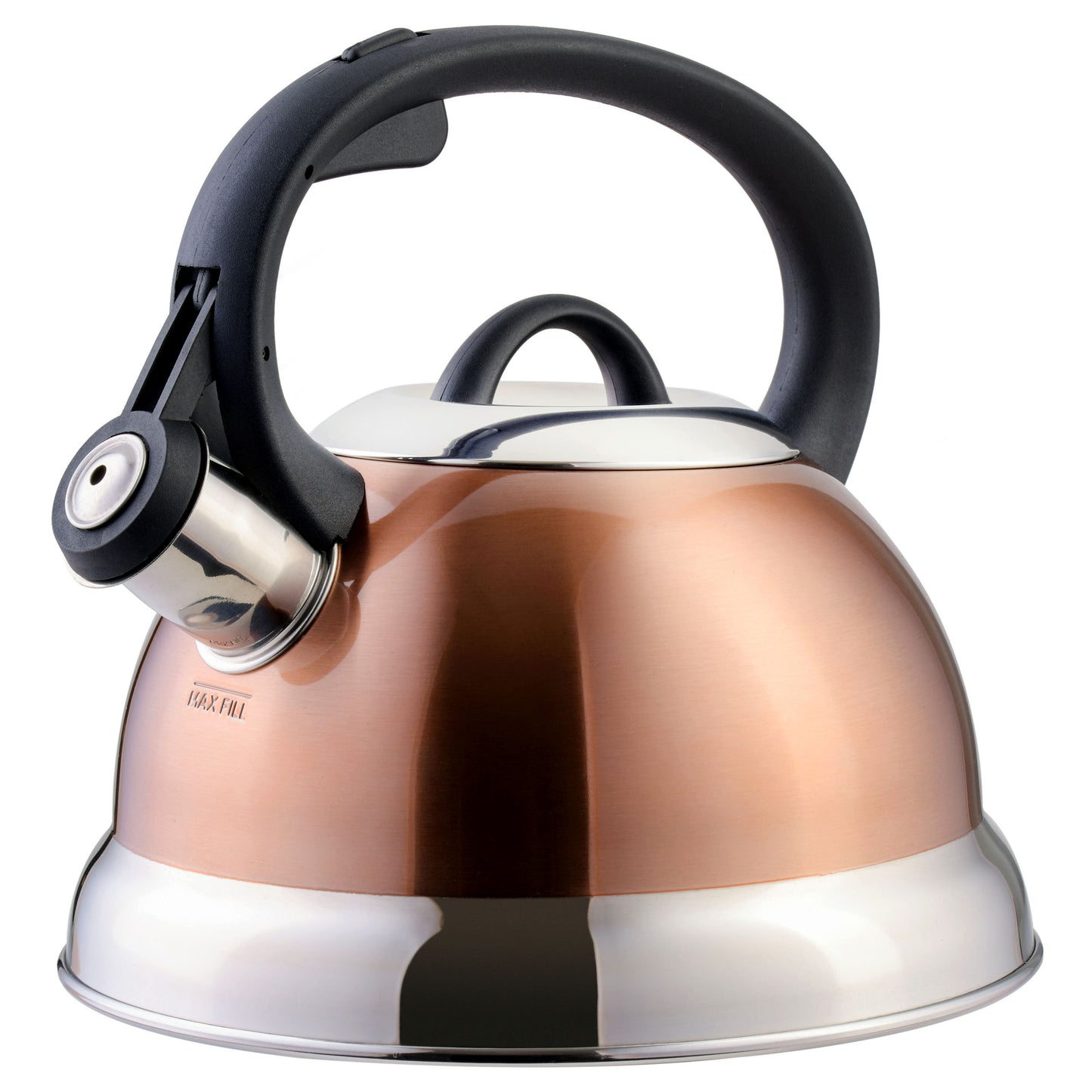 Mr. Coffee Flintshire 1.75 Qt Whistling Stovetop Tea Kettle in Copper