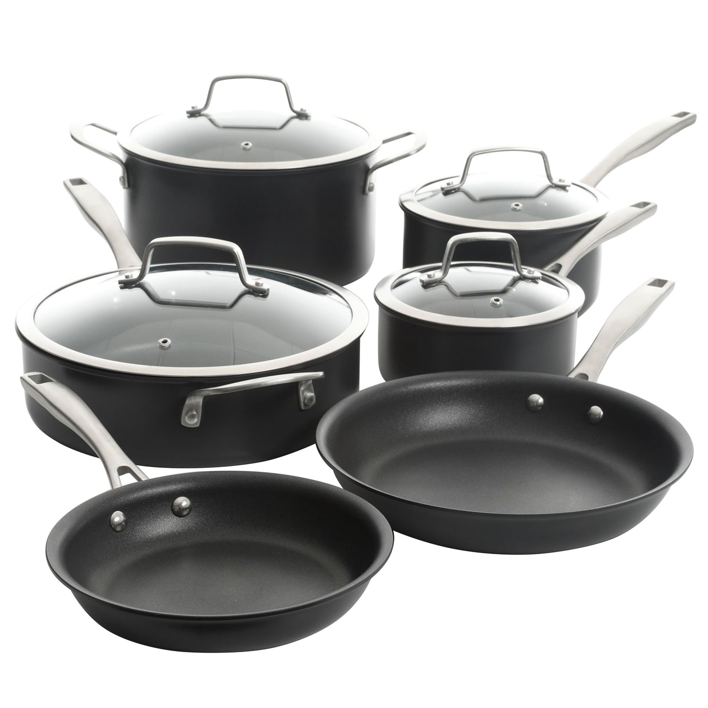 Kenmore Pro Arbor Heights 10 pc Nonstick Aluminum Cookware Set in Black