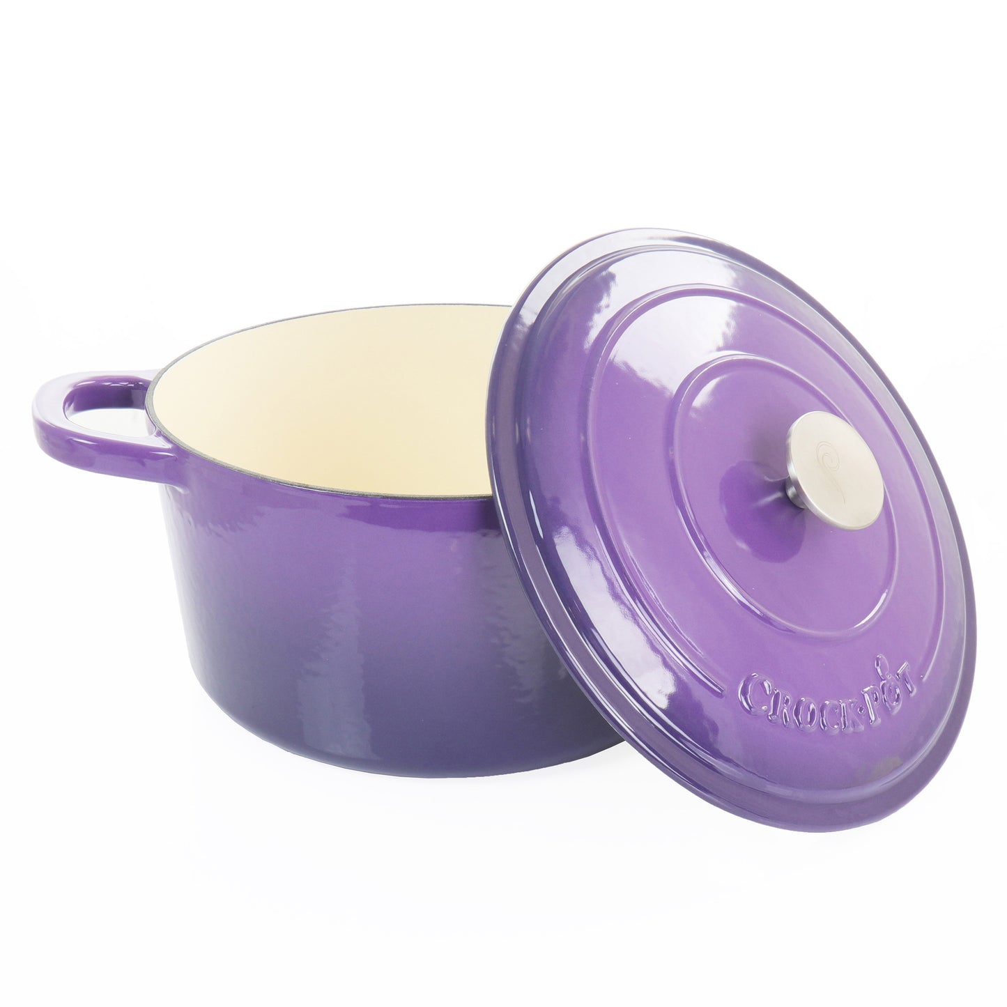 Crock-Pot Artisan Lavender 2 Piece 7 Quart Enameled Cast Iron Dutch Oven w Lid