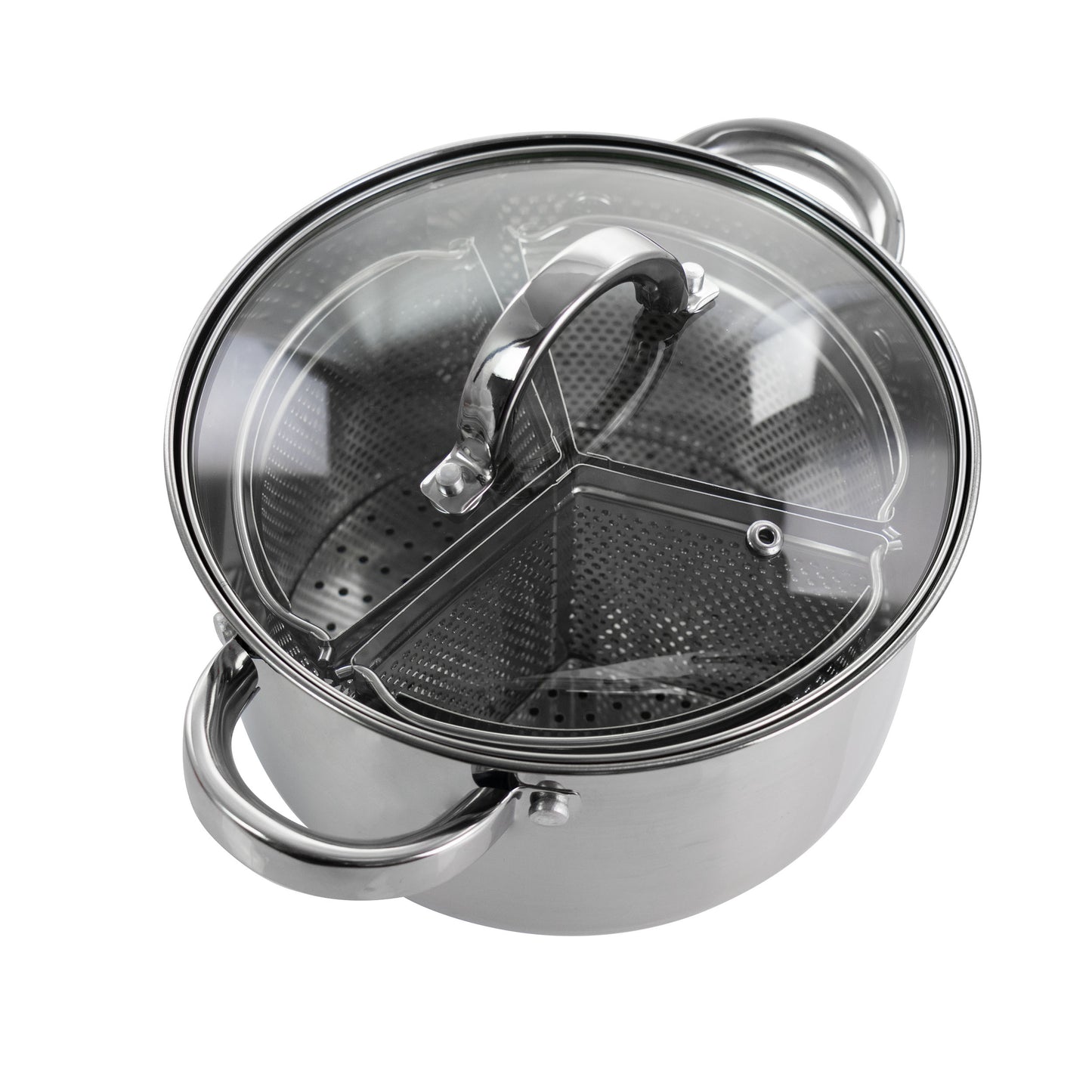 Oster Sangerfield 5 Piece 4 Quart Stainless Steel Dutch Oven w Lid & 3-Section D