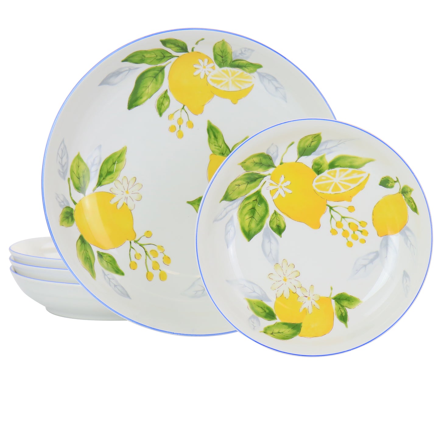 Gibson Home Medona 5 Piece Round Fine Ceramic Pasta Bowl Set