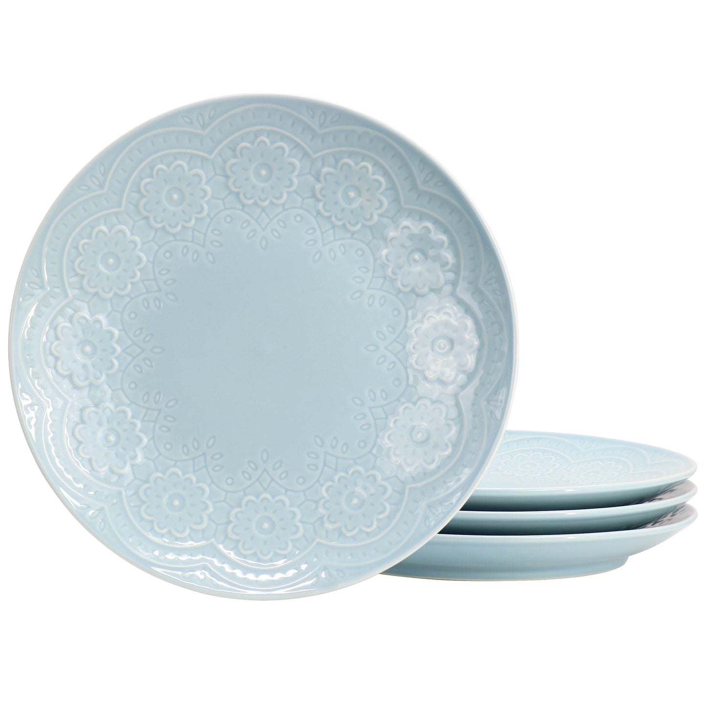 Hometrends Alemany 4 Piece 10.6" Round Stoneware Dinner Plate Set Aqua