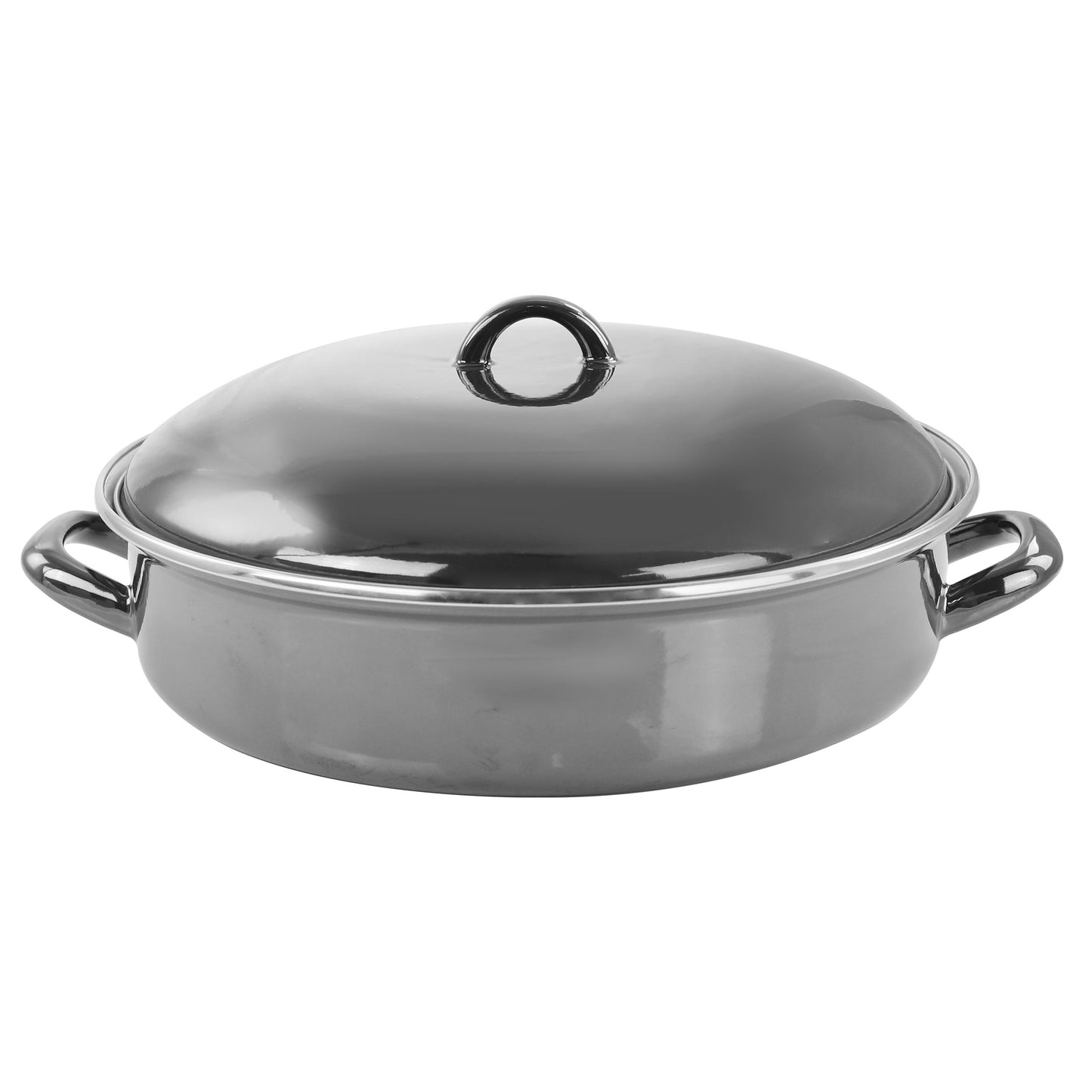 Gibson Home 5 Quart Gray Enamel on Steel Braiser Pan w Lid