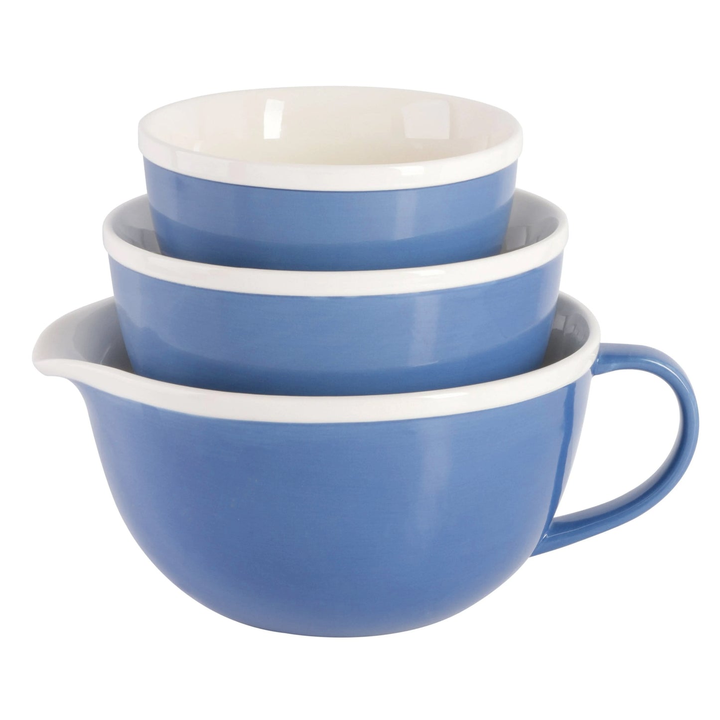 Gap Home 3 Piece Stoneware Two Tone Mixing Bowl Set in Light Blue