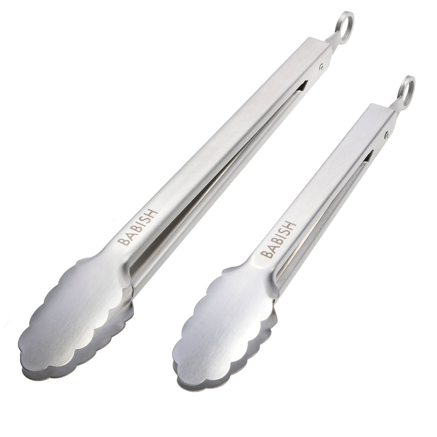 Babish 2 Piece Stainless Steel Scalloped Tong Set Silver