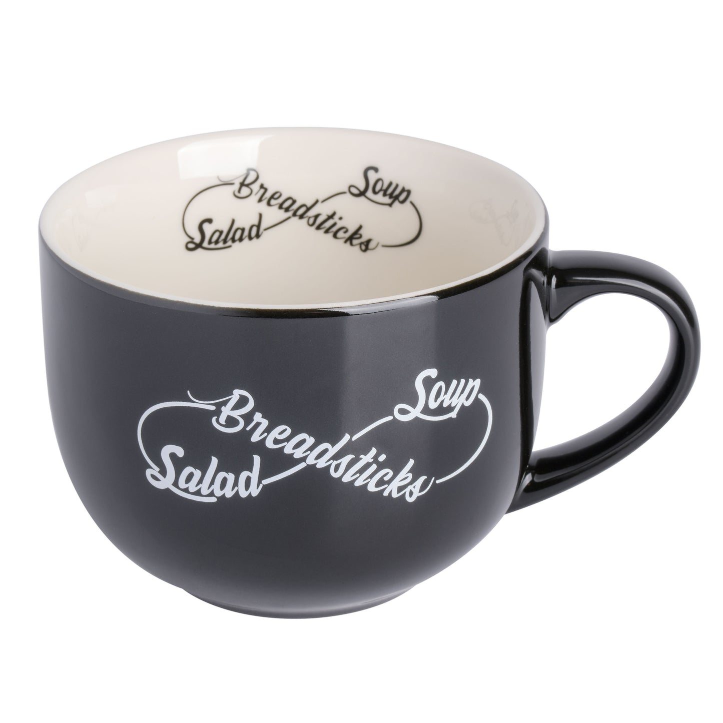 Babish 17 oz Wide Fine Ceramic Breadstick Soup & Salad Mug in Black