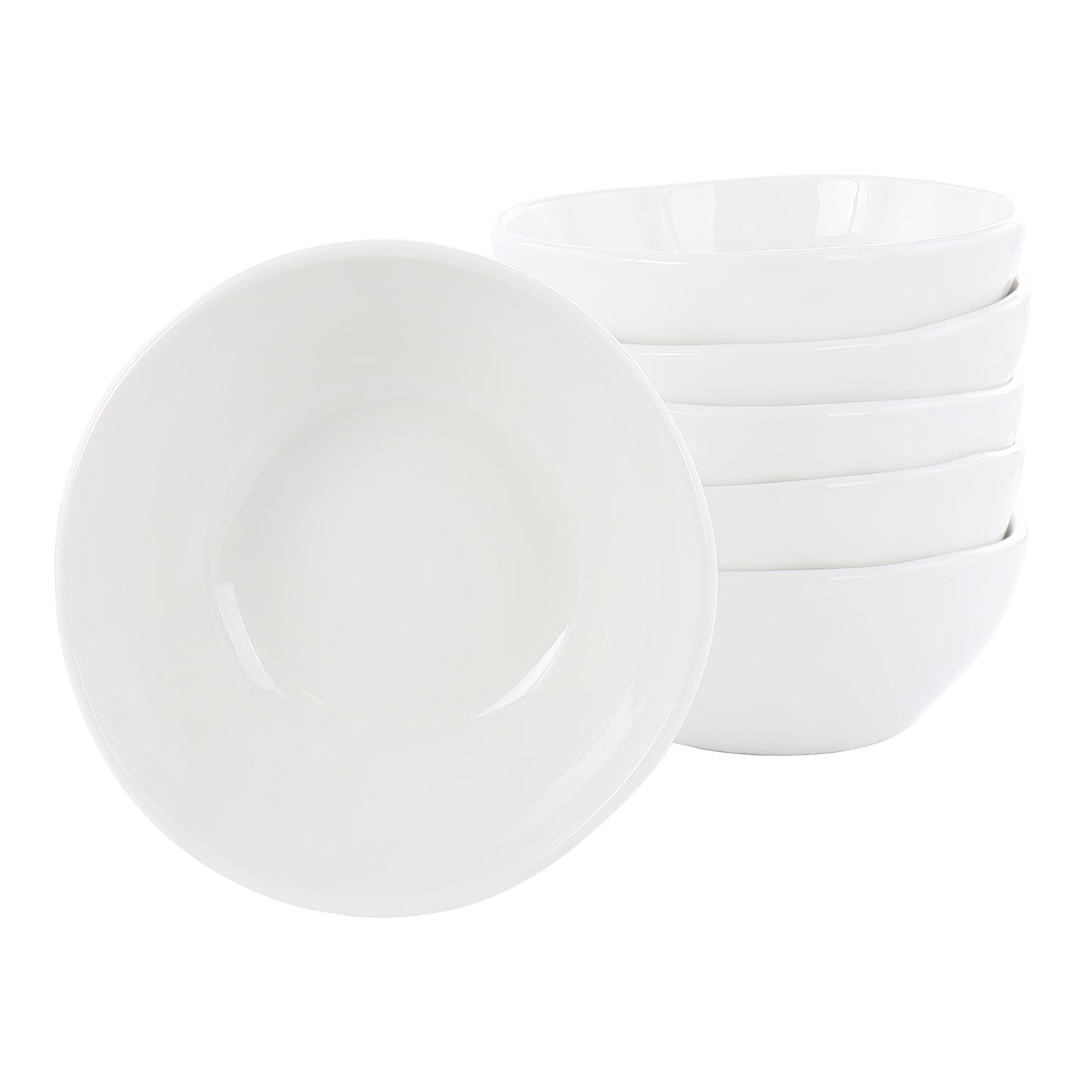 Our Table Simply White 6 Piece 6.25" Organic Texture Porcelain Cereal Bowl Set