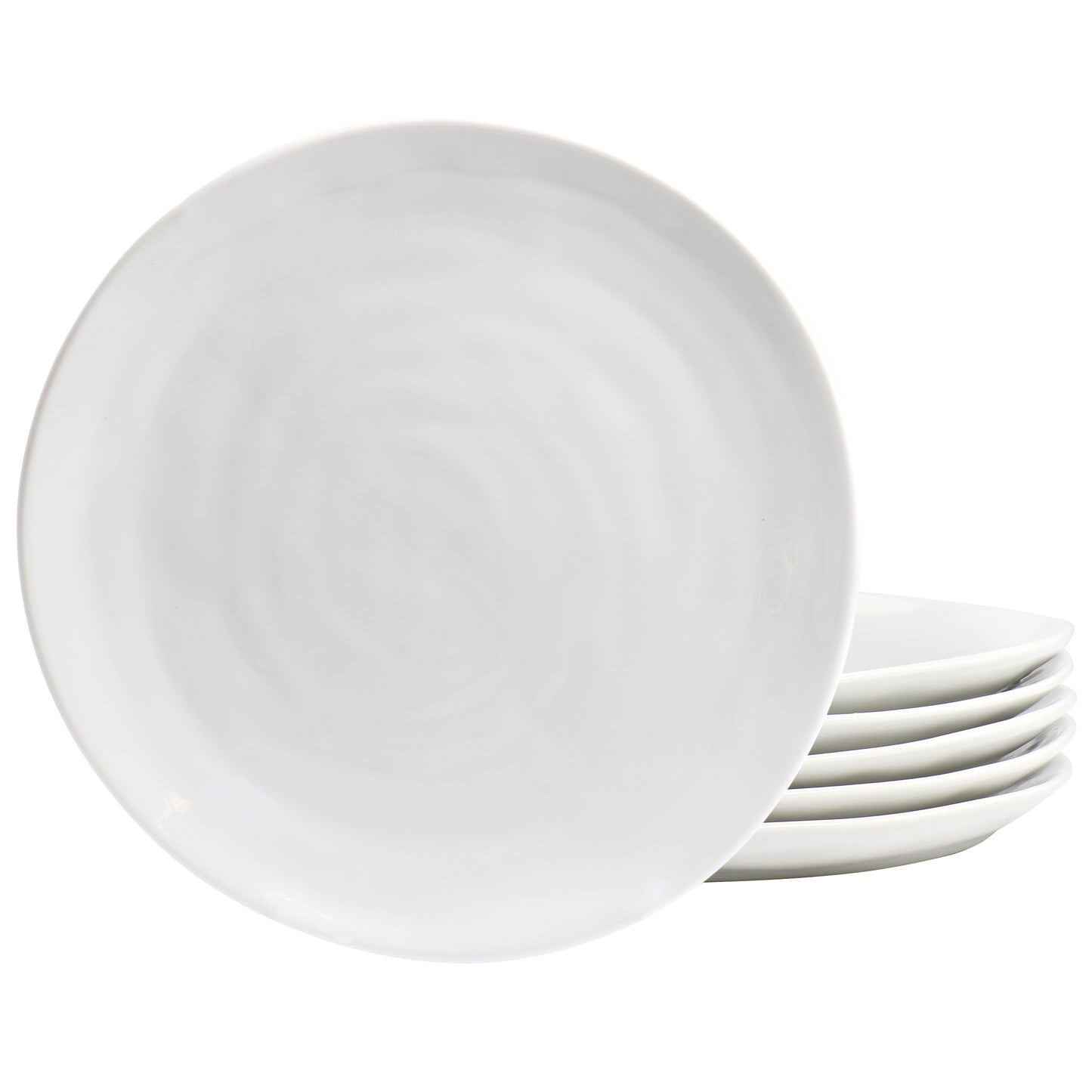 Our Table Simply White 6 Piece 8.75" Organic Round Porcelain Salad Plate Set Whi