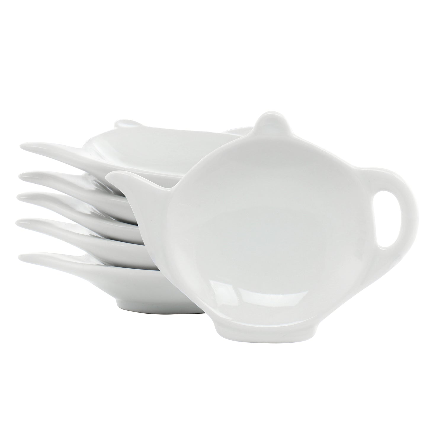 Our Table Simply White 6 Piece Teapot Ceramic Tea Bag Caddy Dish Set in White