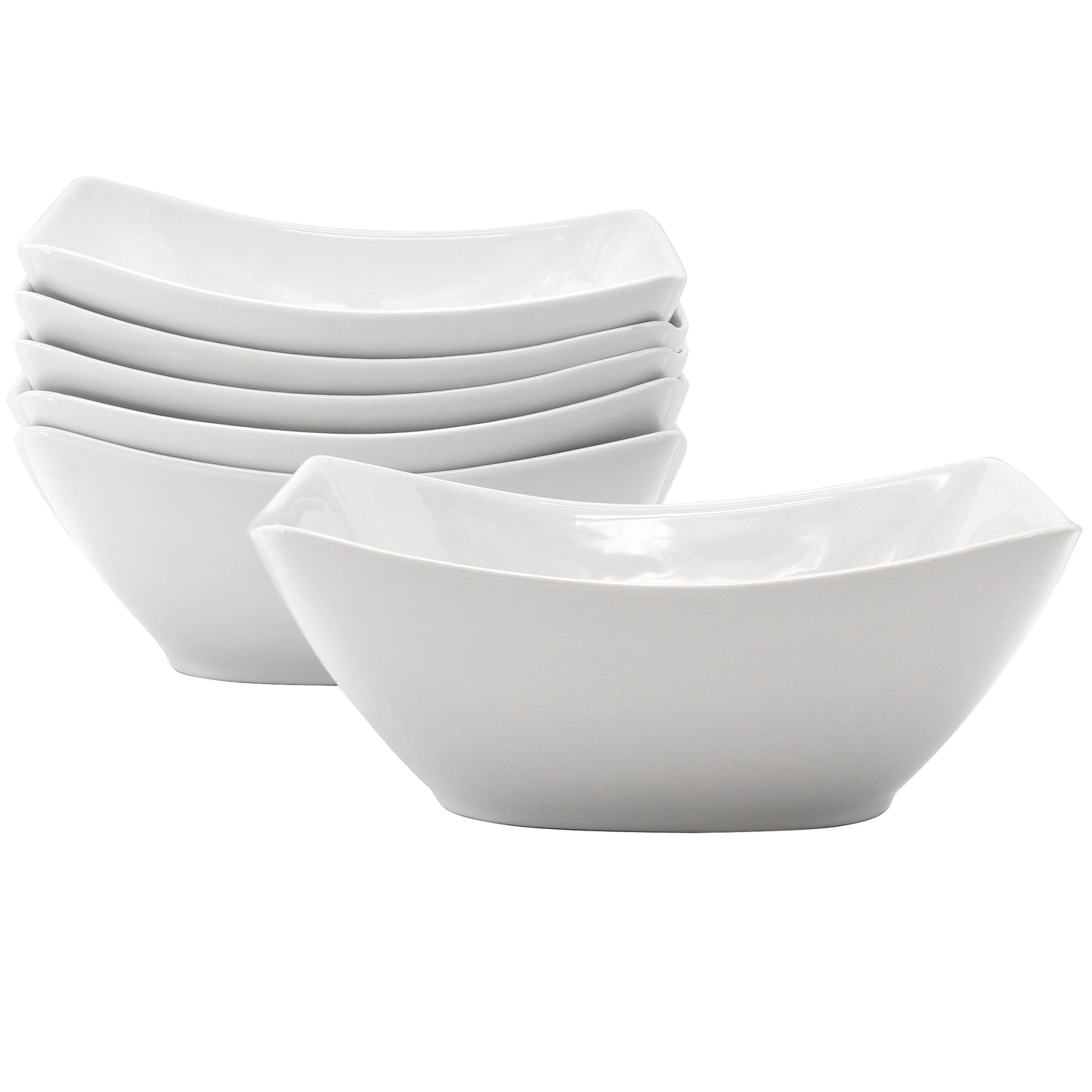 Our Table Simply White 6 Piece 7" Rectangular Porcelain Bowl Set White