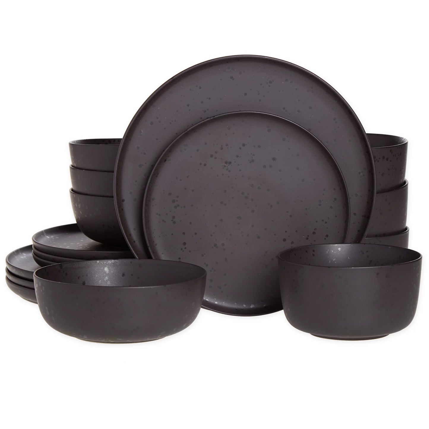 Our Table Landon 16 Piece Stoneware Dinnerware Set Pepper w Reactive Glaze