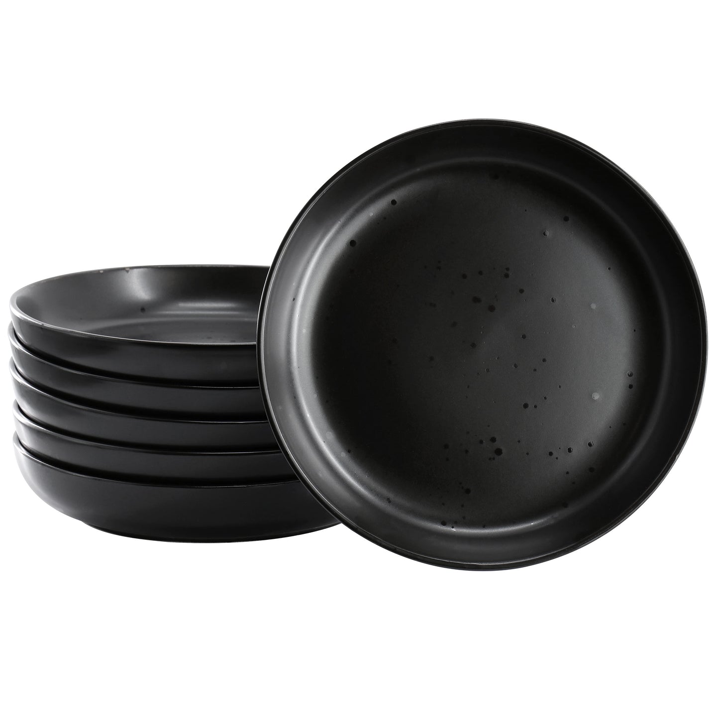 Our Table Landon 6 Piece 7.5" Stoneware Pasta Bowl Set in Pepper Black