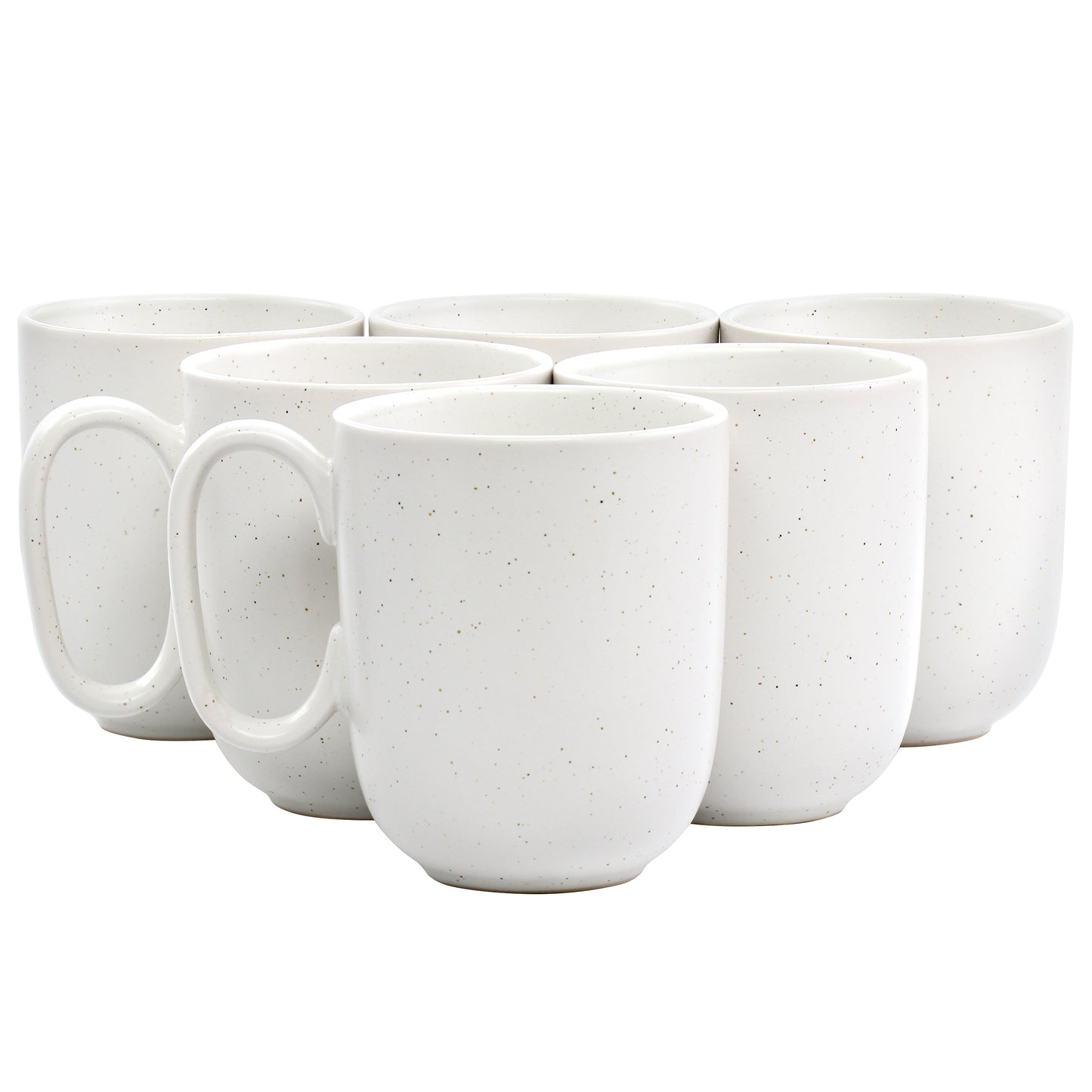 Studio 3B Mio 6 Piece 15 oz Round Stoneware Mug Set in Sea Salt White
