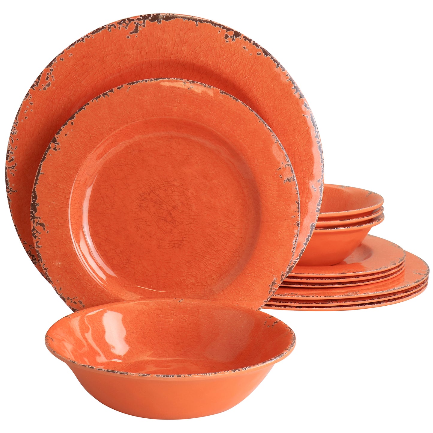 Laurie Gates California Designs Mauna 12 Piece Melamine Dinnerware Set in Crack
