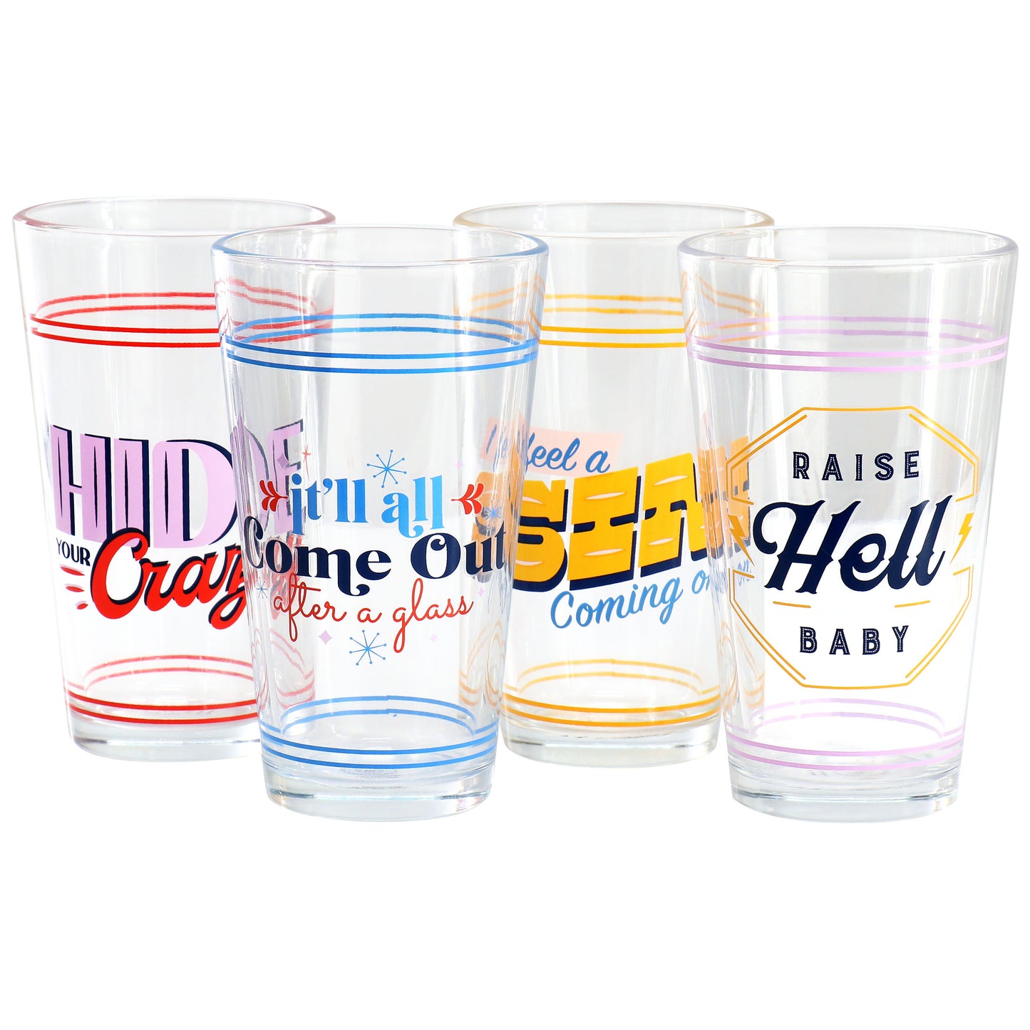 Wanda June Home by Miranda Lambert Honky Tonk 4 Piece 16.6oz Glass Tumbler Set