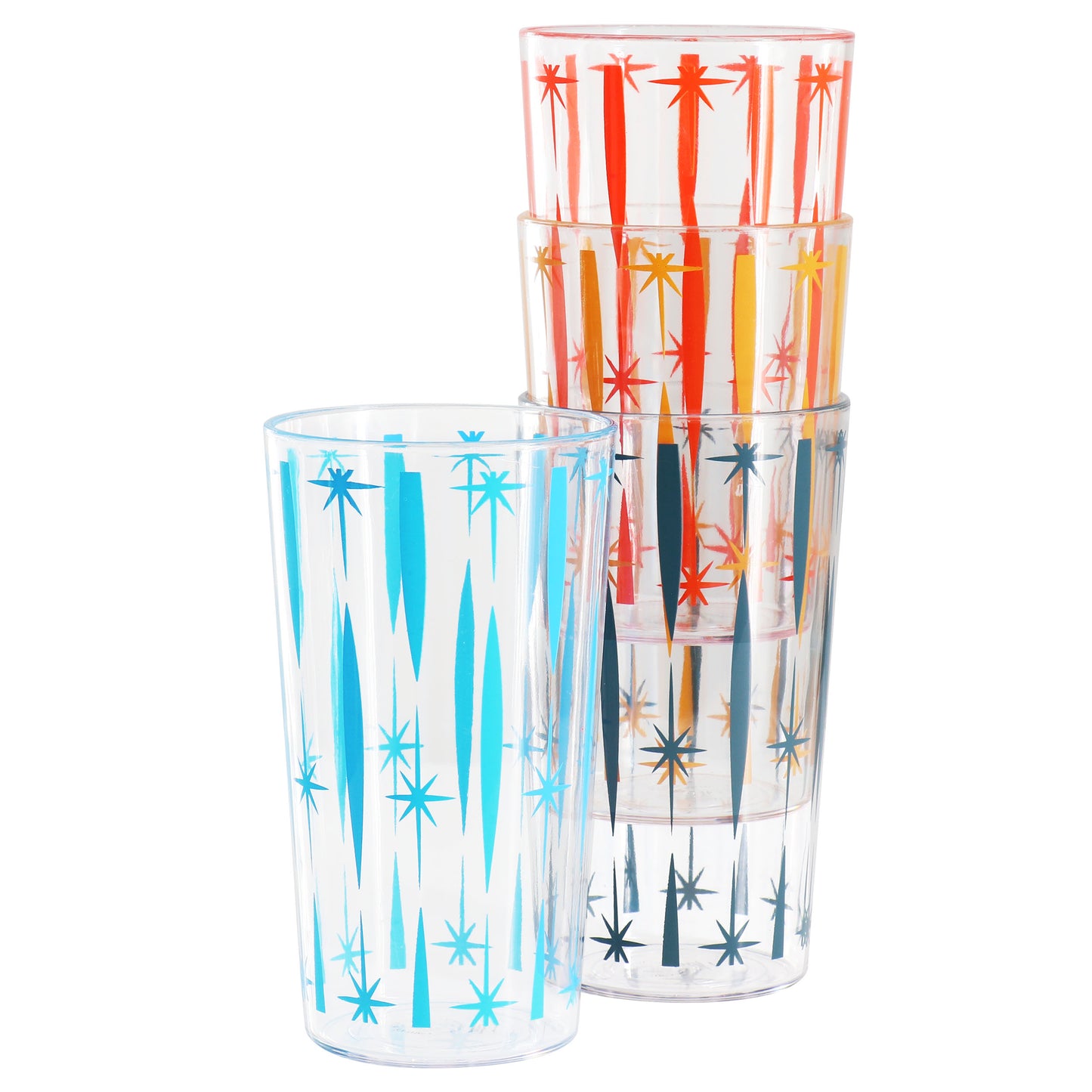 Wanda June Home Retro Renegade 4 Piece 22oz Plastic Tumbler Set in Assorted Col