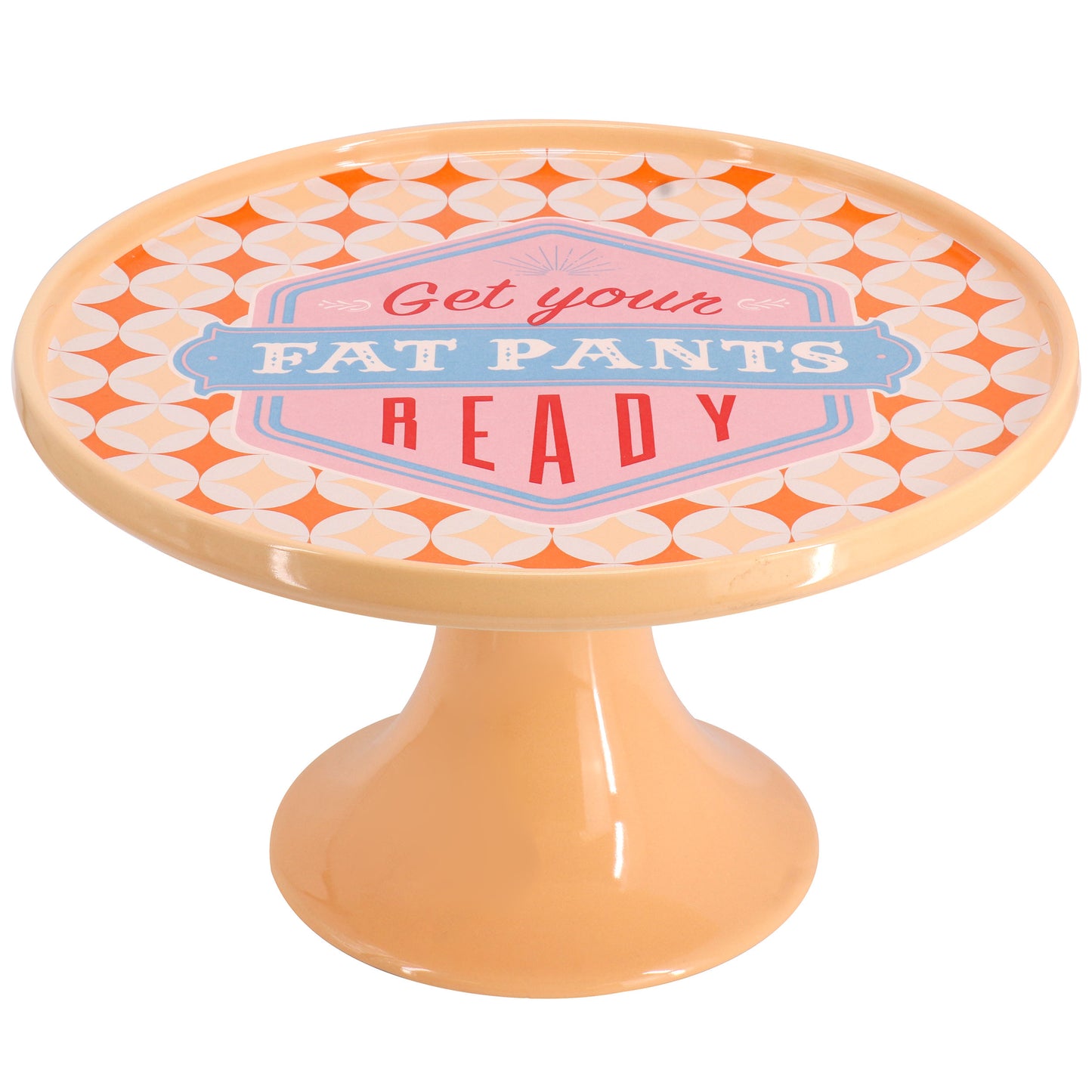 Wanda June Home 10" Ceramic Novelty Decal Cake Stand in Orange