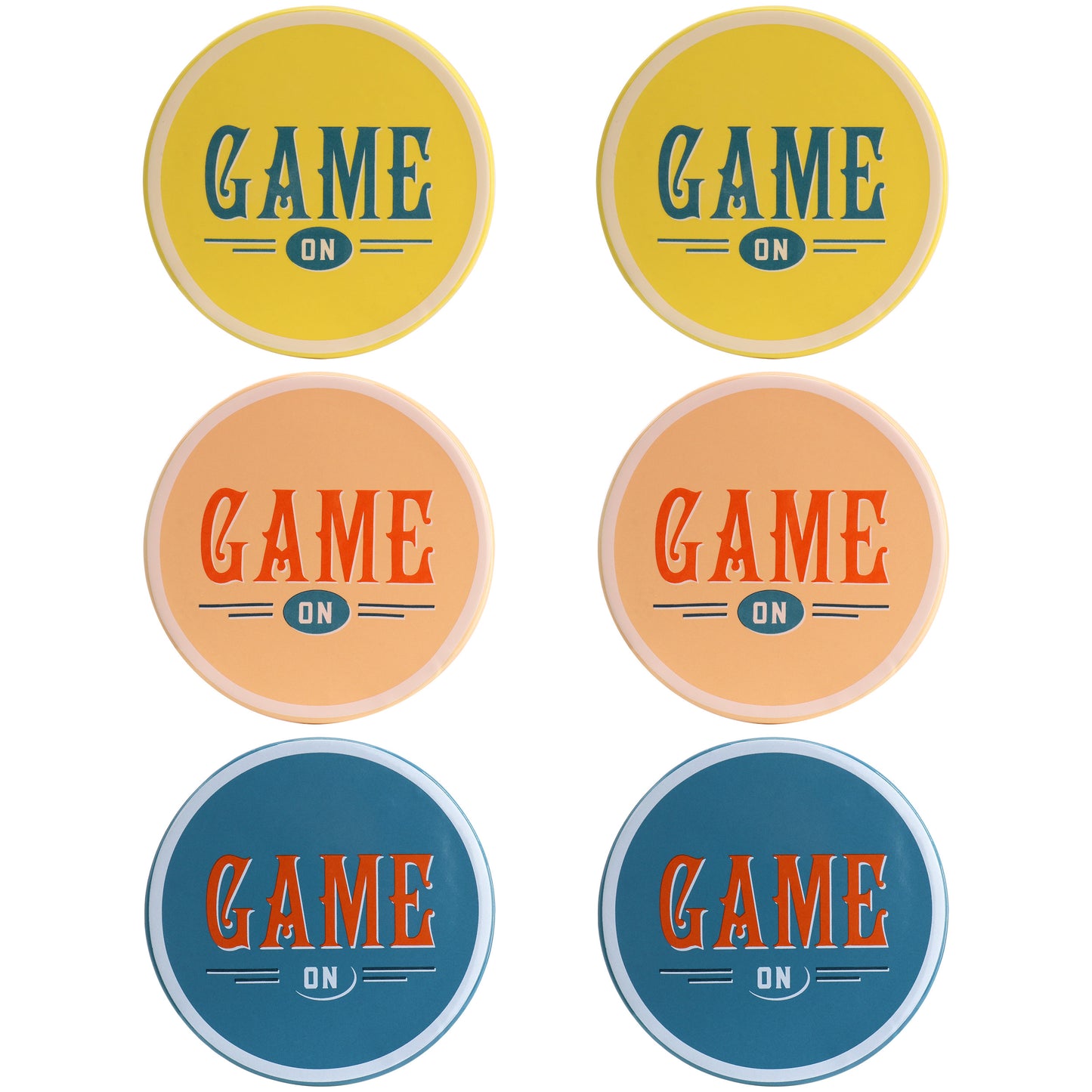 Wanda June Home Game On 6 Piece Stoneware Coaster Set in Assorted Colors