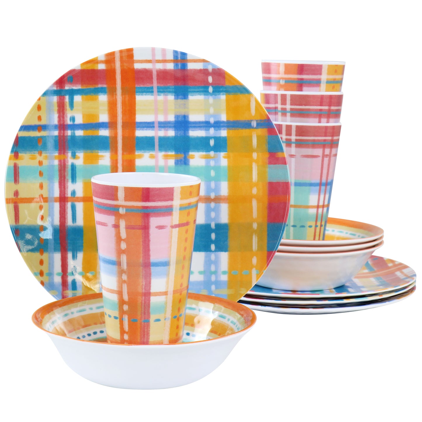 Laurie Gates California Designs Casablanca 12 Piece Melamine Dinnerware Set in